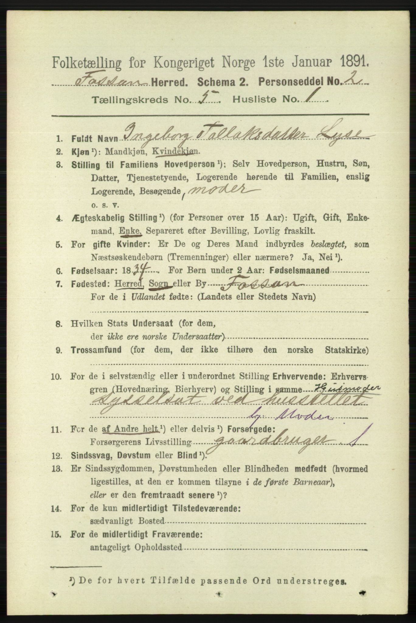 RA, 1891 census for 1129 Forsand, 1891, p. 758