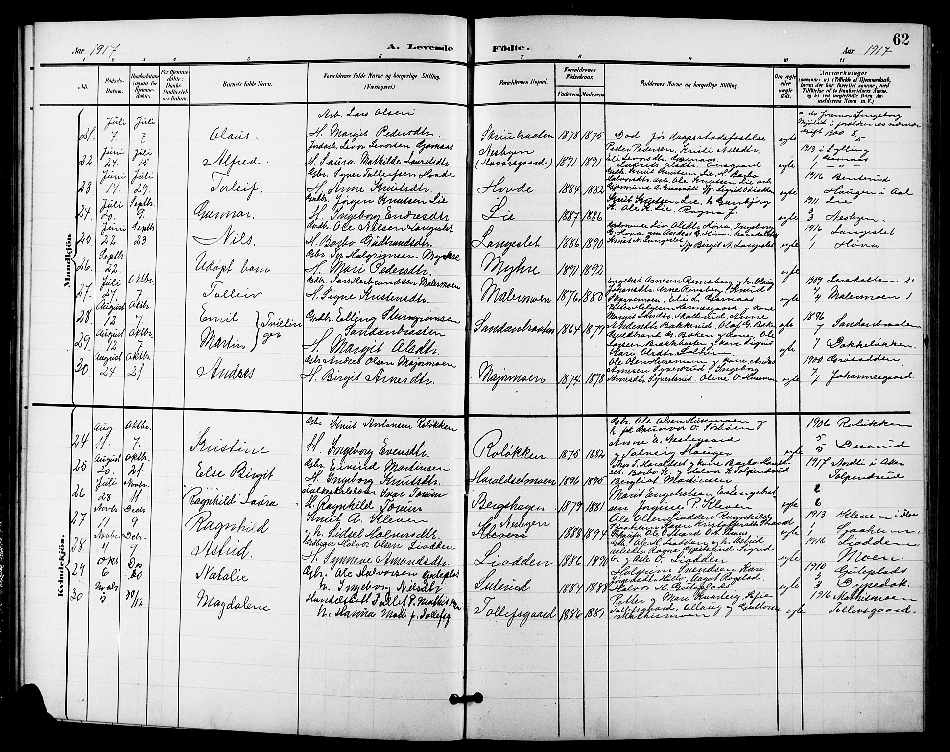 Nes kirkebøker, AV/SAKO-A-236/G/Ga/L0004: Parish register (copy) no. I 4, 1900-1925, p. 62