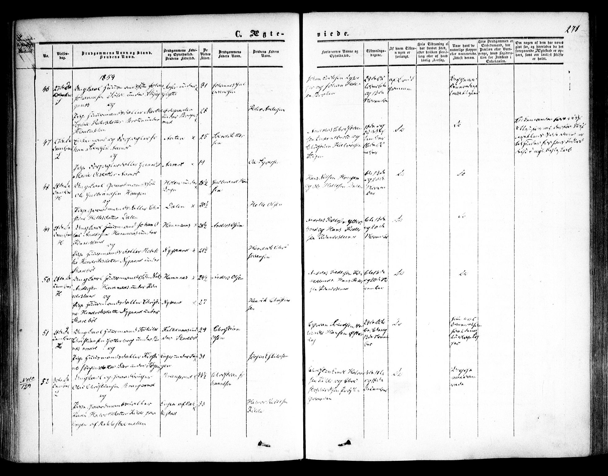 Høland prestekontor Kirkebøker, SAO/A-10346a/F/Fa/L0010: Parish register (official) no. I 10, 1854-1861, p. 278