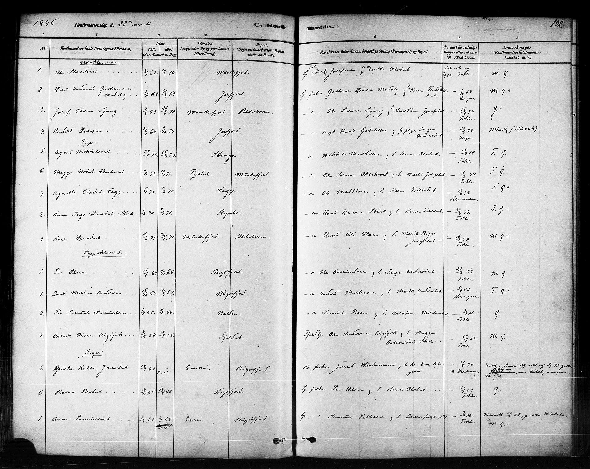 Sør-Varanger sokneprestkontor, SATØ/S-1331/H/Ha/L0003kirke: Parish register (official) no. 3, 1878-1891, p. 138