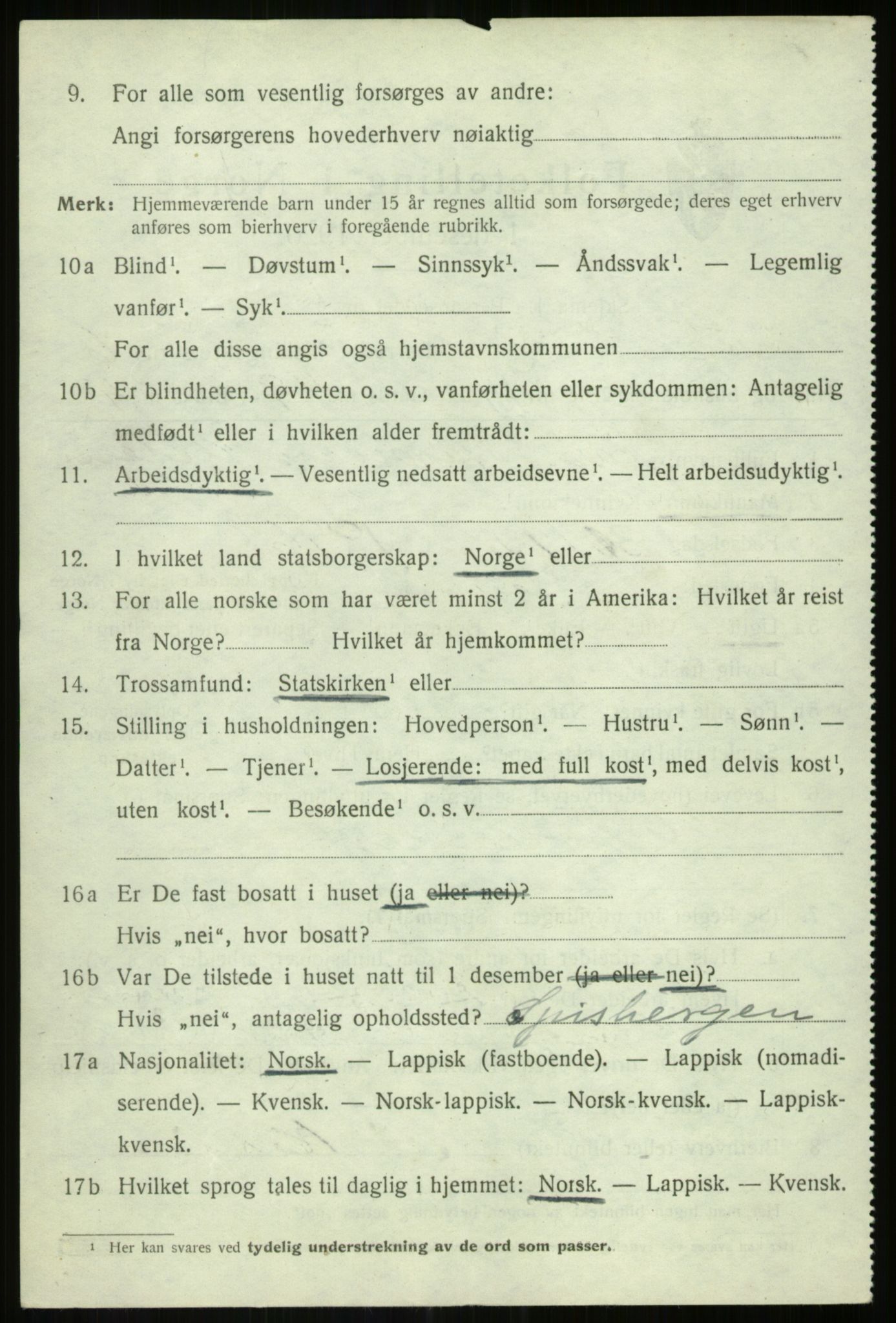 SATØ, 1920 census for Lenvik, 1920, p. 9495