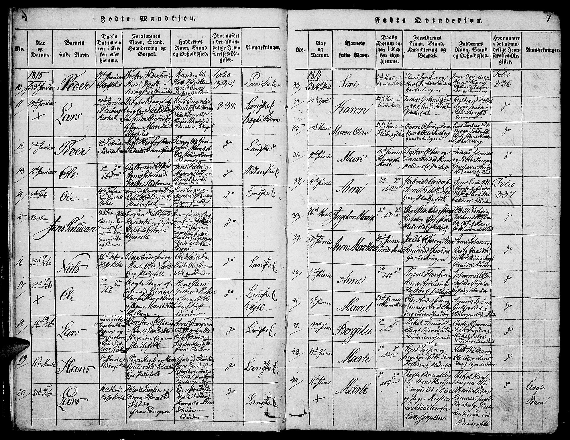 Land prestekontor, SAH/PREST-120/H/Ha/Haa/L0007: Parish register (official) no. 7, 1814-1830, p. 7