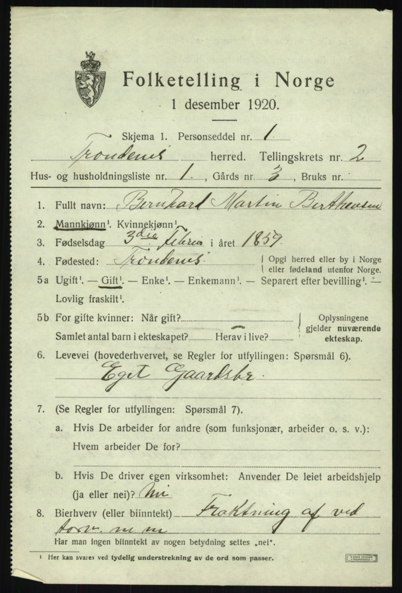 SATØ, 1920 census for Trondenes, 1920, p. 3656