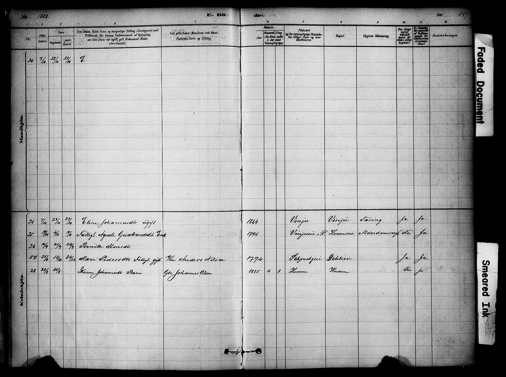 Ringsaker prestekontor, AV/SAH-PREST-014/K/Ka/L0014: Parish register (official) no. 14, 1879-1890, p. 197