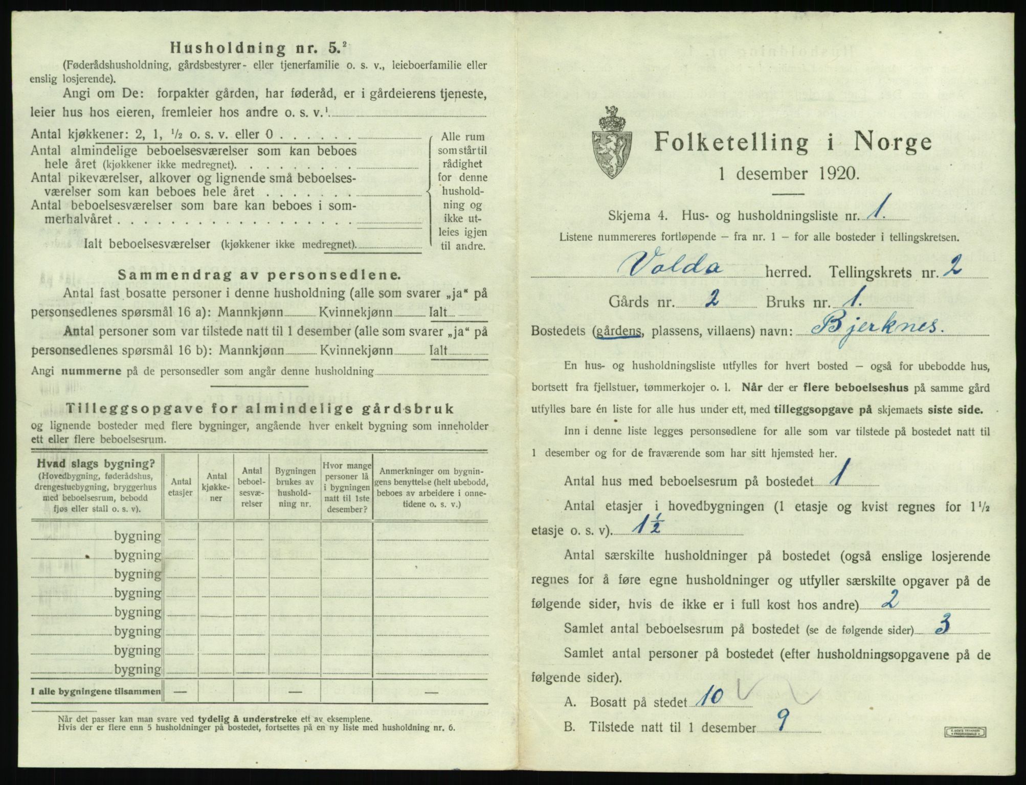 SAT, 1920 census for Volda, 1920, p. 114