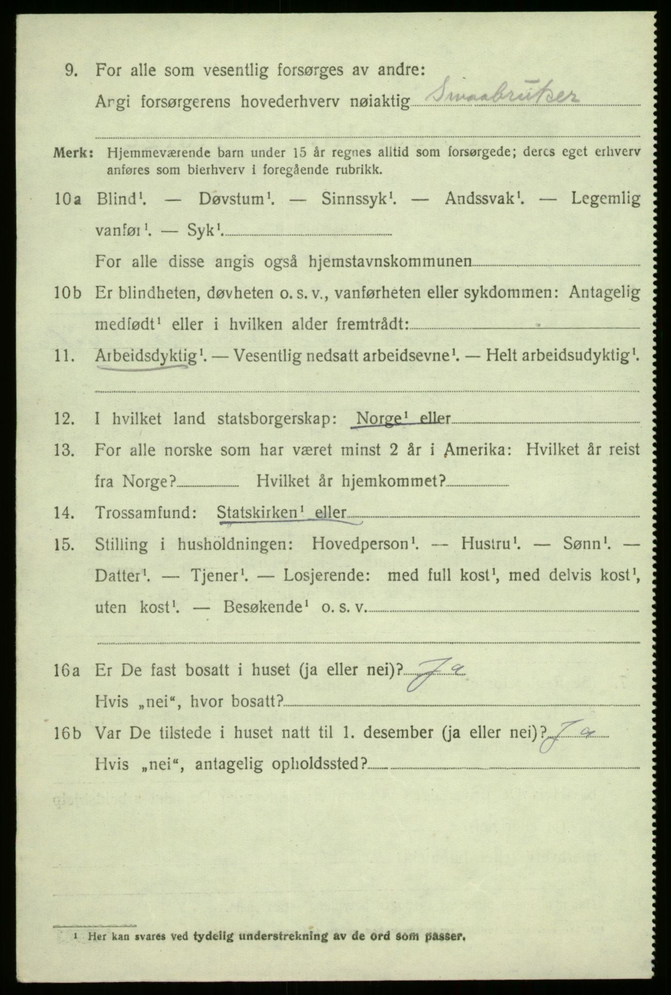 SAB, 1920 census for Lavik, 1920, p. 921