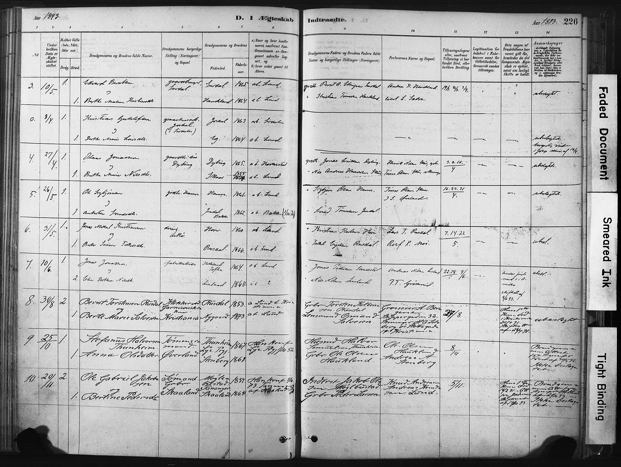 Lund sokneprestkontor, SAST/A-101809/S06/L0011: Parish register (official) no. A 10, 1877-1904, p. 226