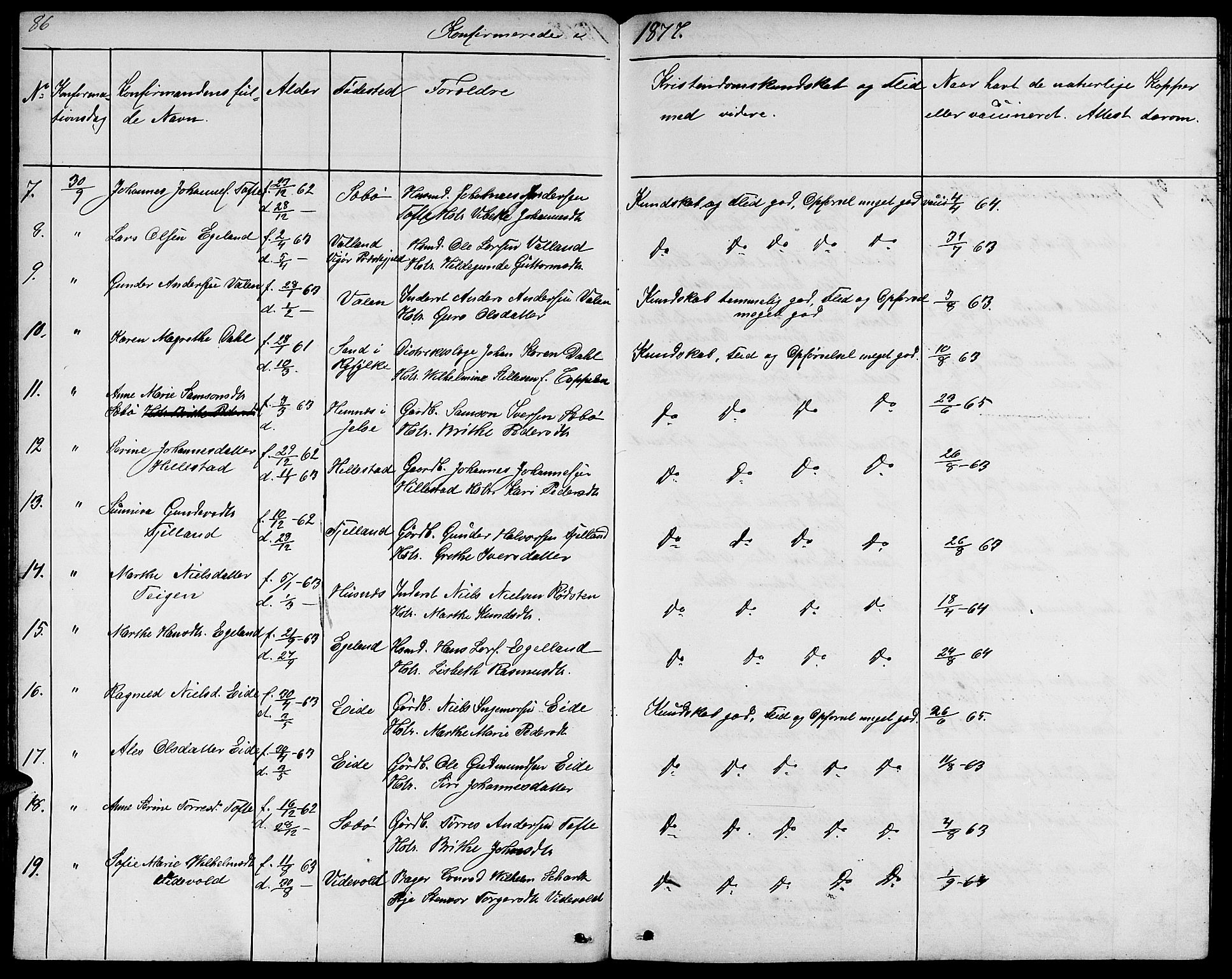 Fjelberg sokneprestembete, SAB/A-75201/H/Hab: Parish register (copy) no. B 3, 1868-1888, p. 86