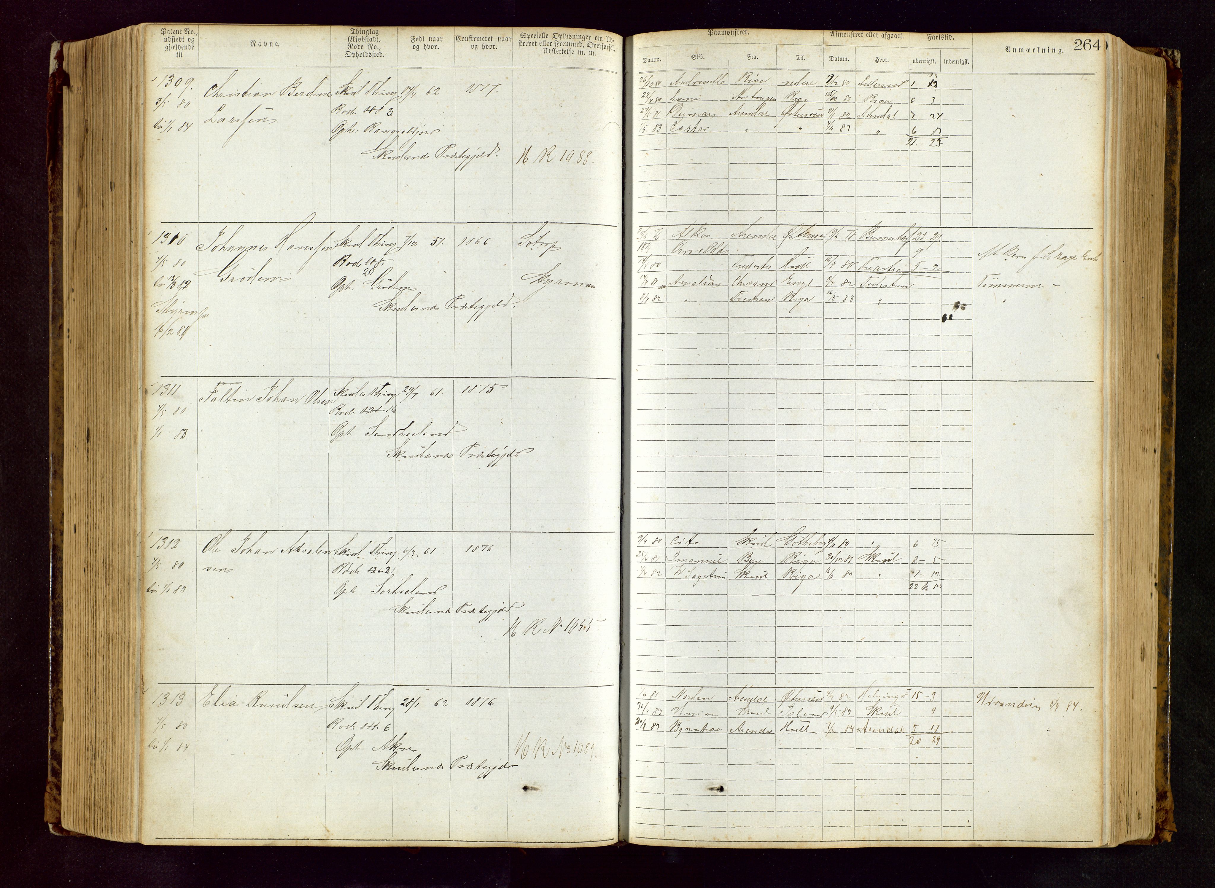 Haugesund sjømannskontor, AV/SAST-A-102007/F/Ff/L0002: Sjøfartsrulle Skudenes krets nr. 1-2719, 1868-1948, p. 264