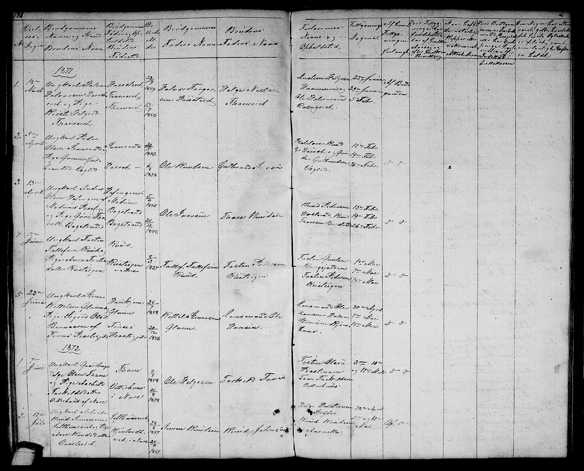 Rollag kirkebøker, SAKO/A-240/G/Gb/L0001: Parish register (copy) no. II 1, 1836-1877, p. 181
