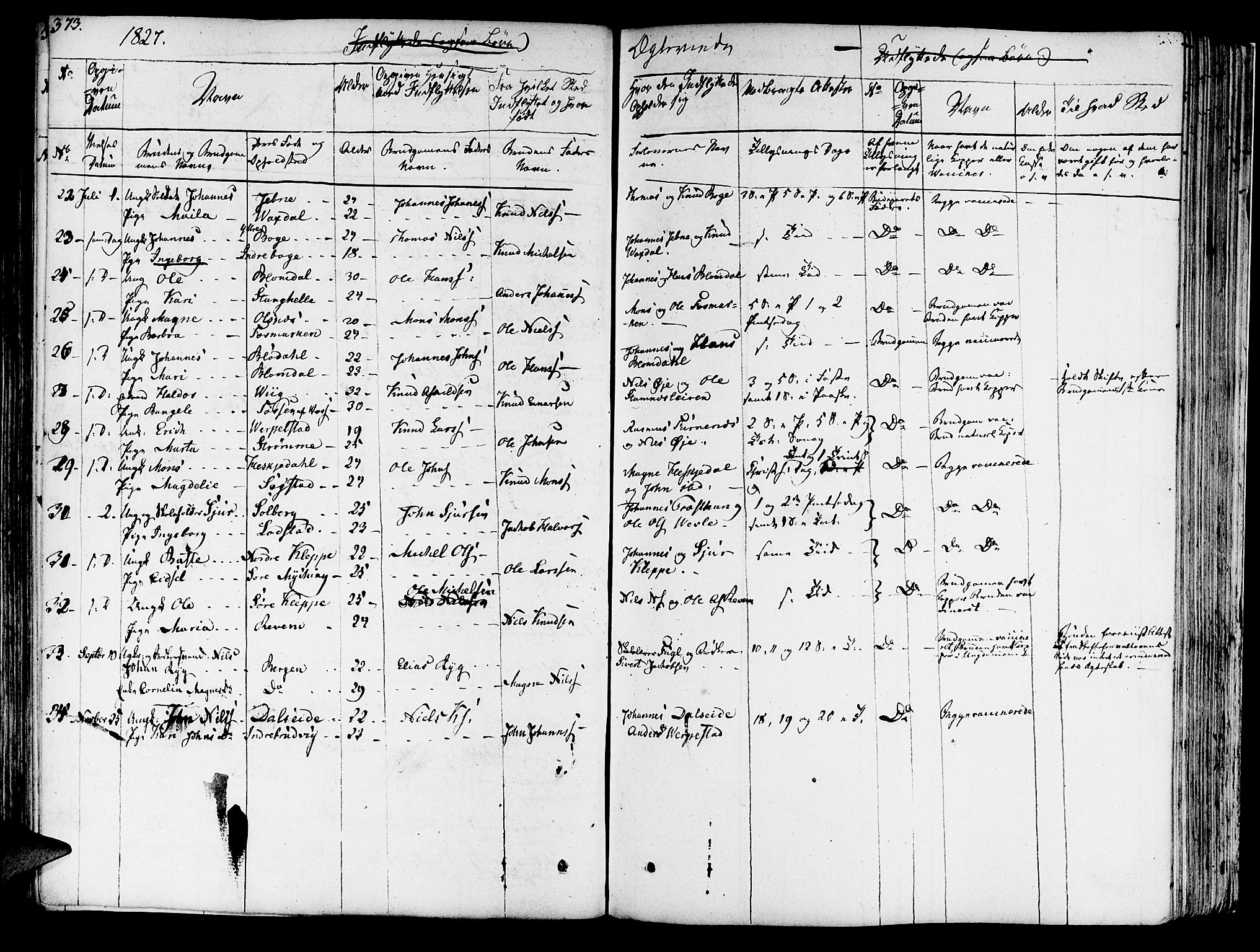 Haus sokneprestembete, AV/SAB-A-75601/H/Haa: Parish register (official) no. A 13, 1821-1827, p. 373