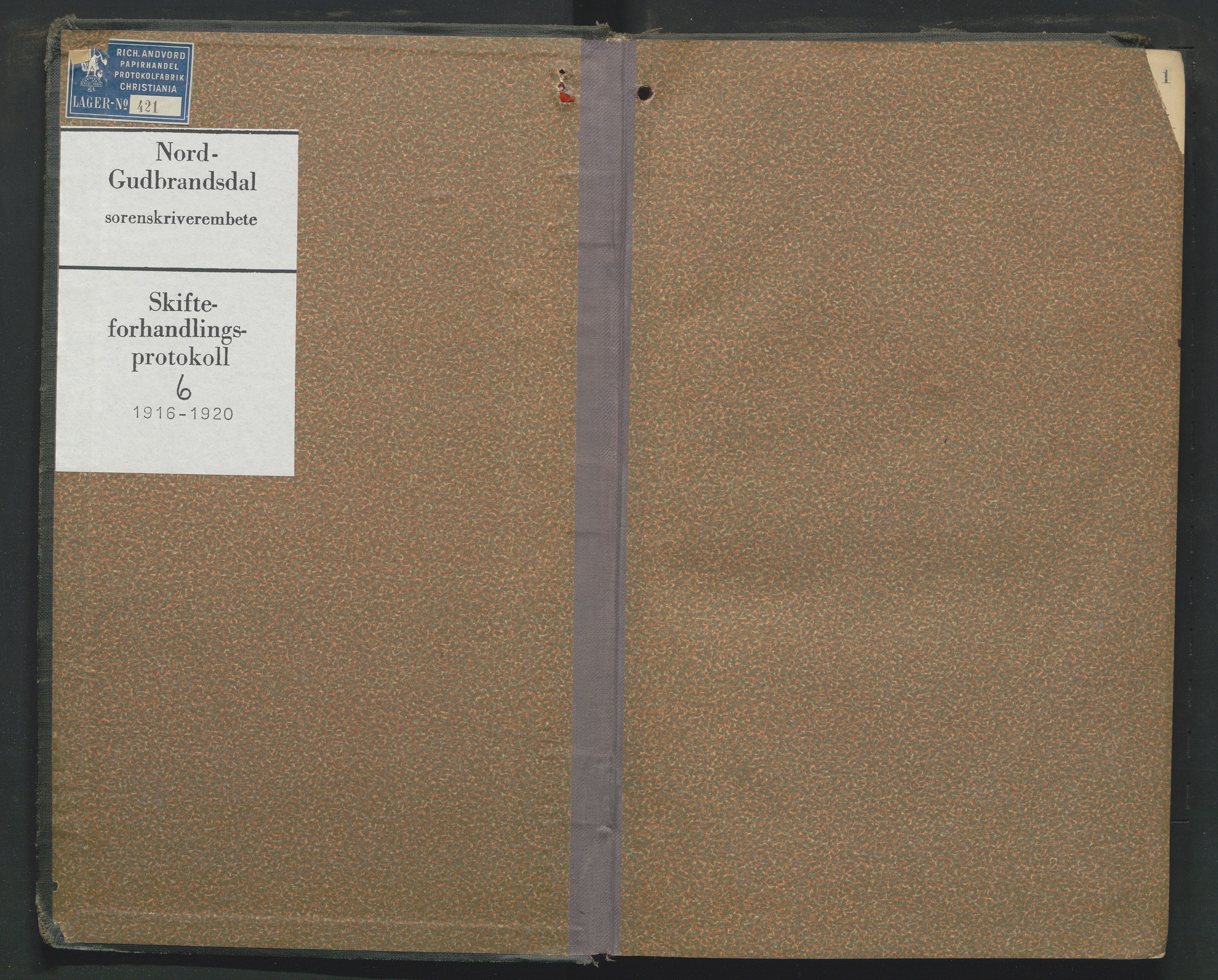 Nord-Gudbrandsdal tingrett, SAH/TING-002/J/Jc/L0006: Skifteforhandlingsprotokoll, 1916-1920