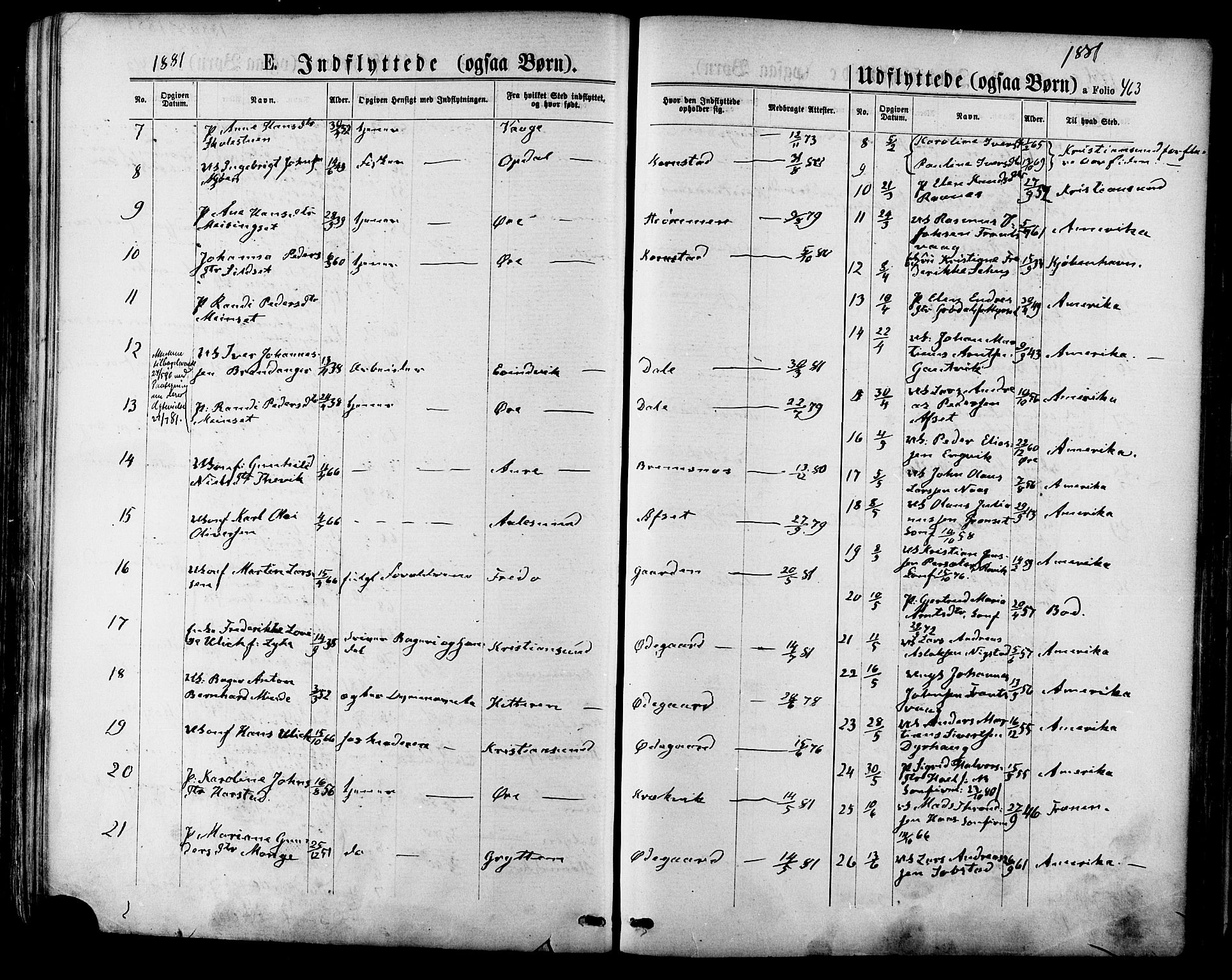 Ministerialprotokoller, klokkerbøker og fødselsregistre - Møre og Romsdal, SAT/A-1454/568/L0805: Parish register (official) no. 568A12 /1, 1869-1884, p. 463