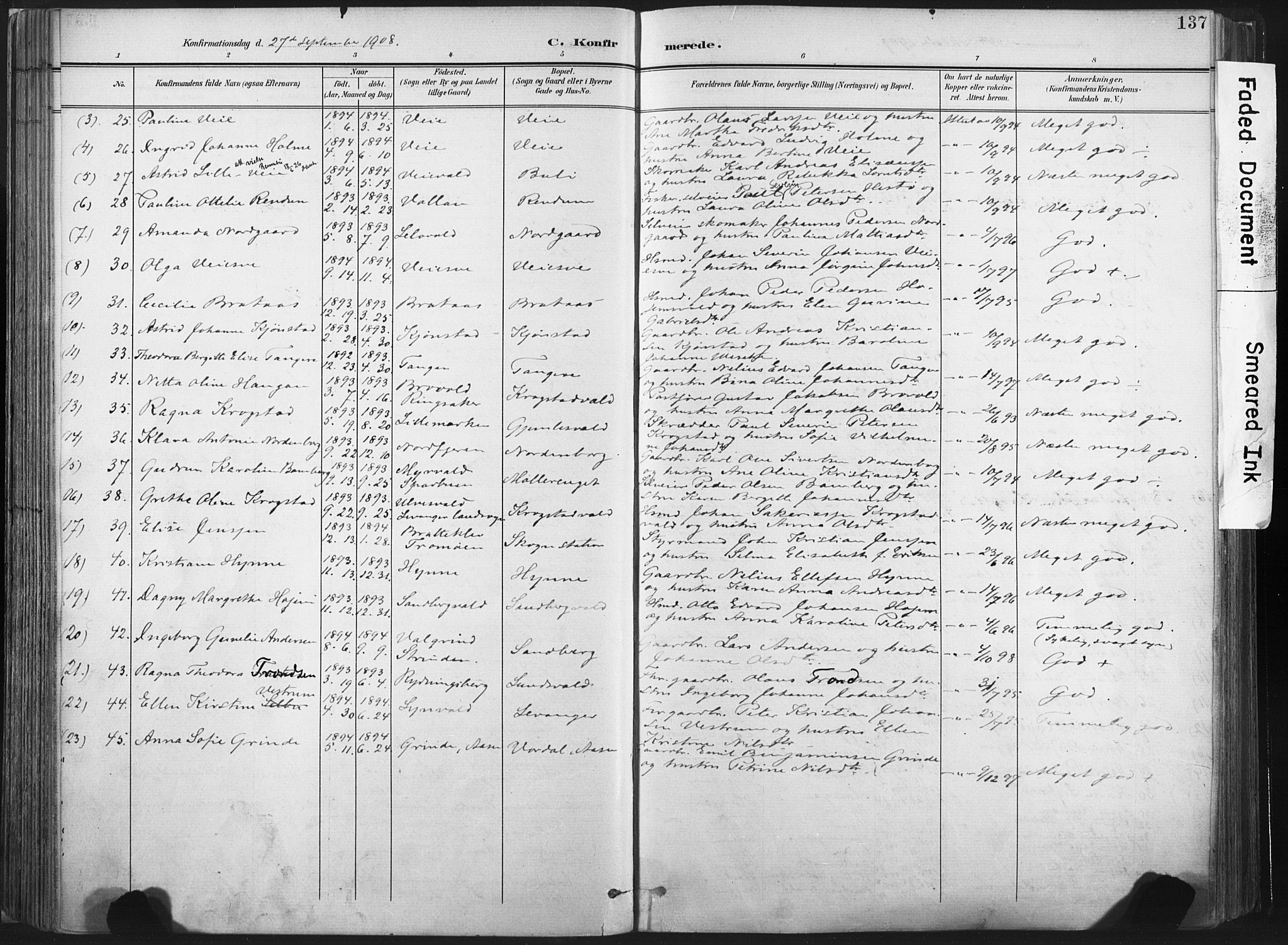 Ministerialprotokoller, klokkerbøker og fødselsregistre - Nord-Trøndelag, SAT/A-1458/717/L0162: Parish register (official) no. 717A12, 1898-1923, p. 137