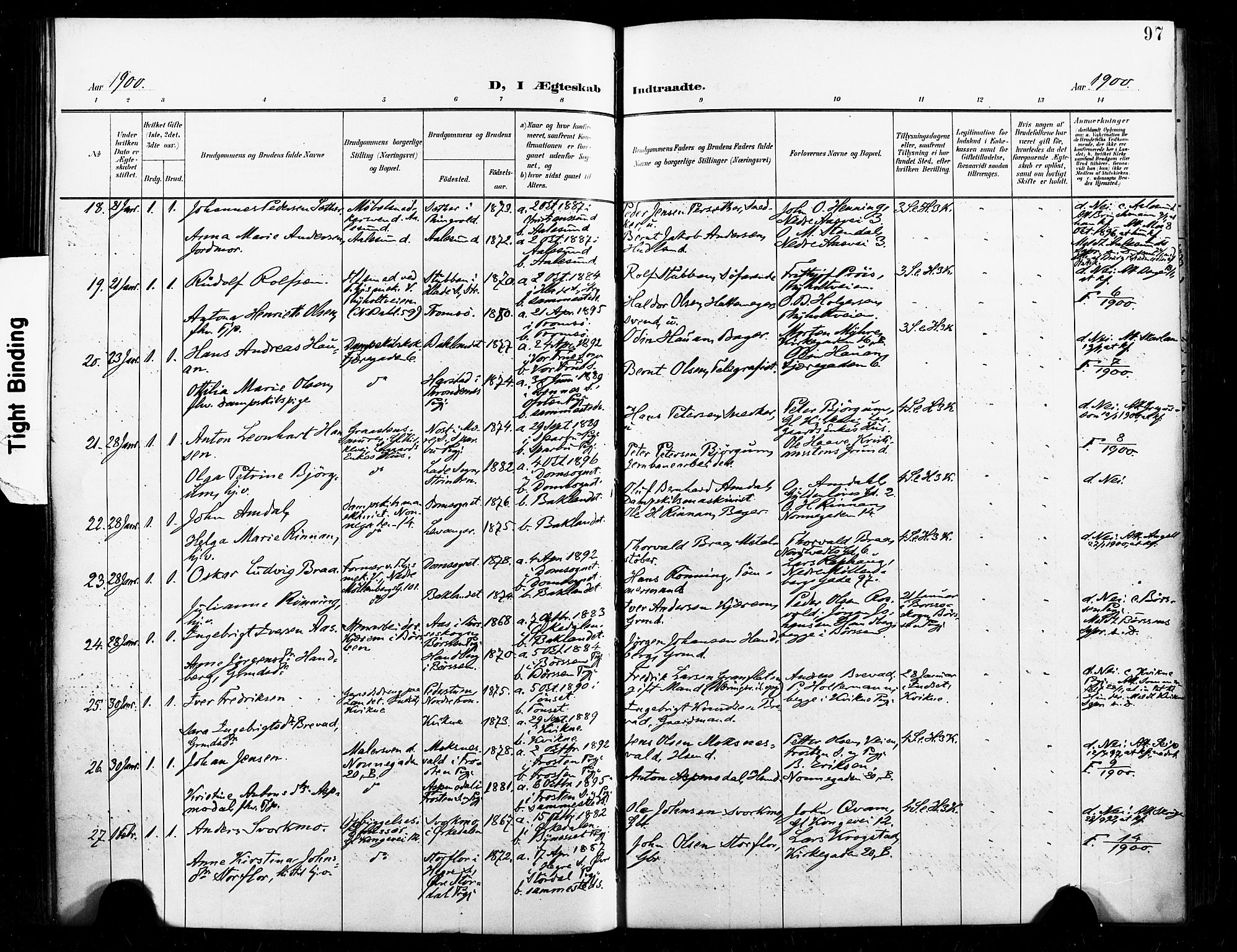 Ministerialprotokoller, klokkerbøker og fødselsregistre - Sør-Trøndelag, AV/SAT-A-1456/604/L0198: Parish register (official) no. 604A19, 1893-1900, p. 97