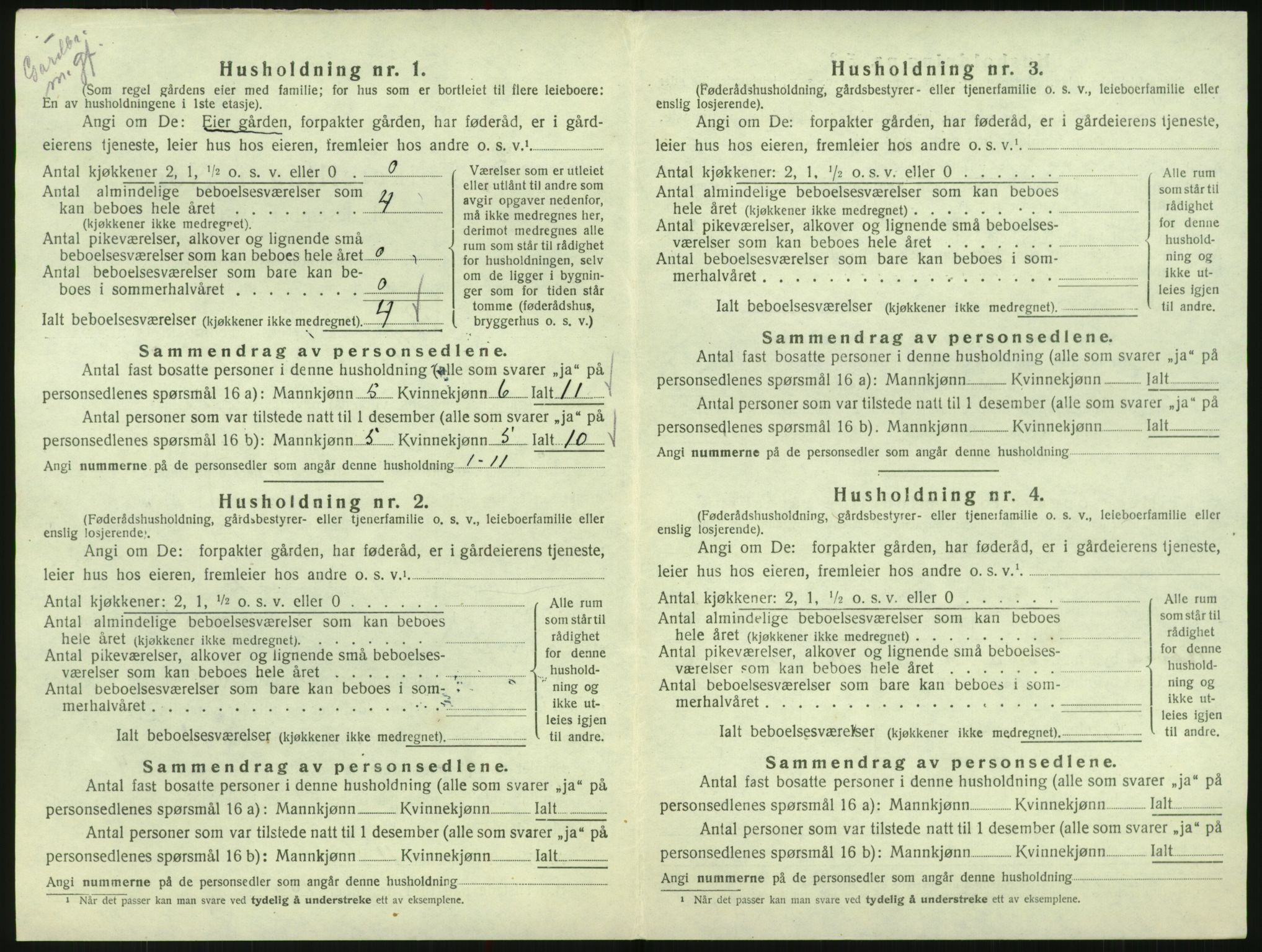 SAK, 1920 census for Bykle, 1920, p. 30
