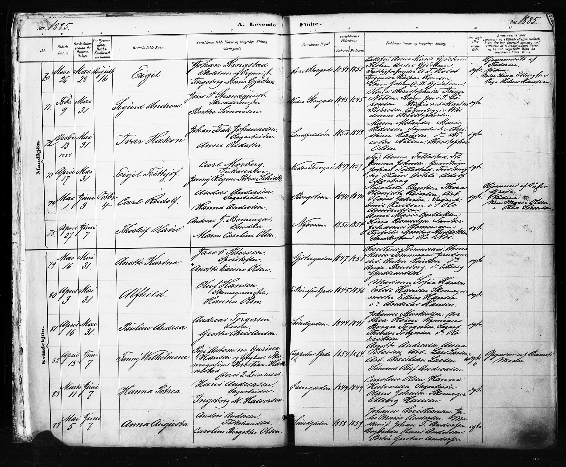 Bragernes kirkebøker, SAKO/A-6/F/Fb/L0007: Parish register (official) no. II 7, 1885-1893, p. 3