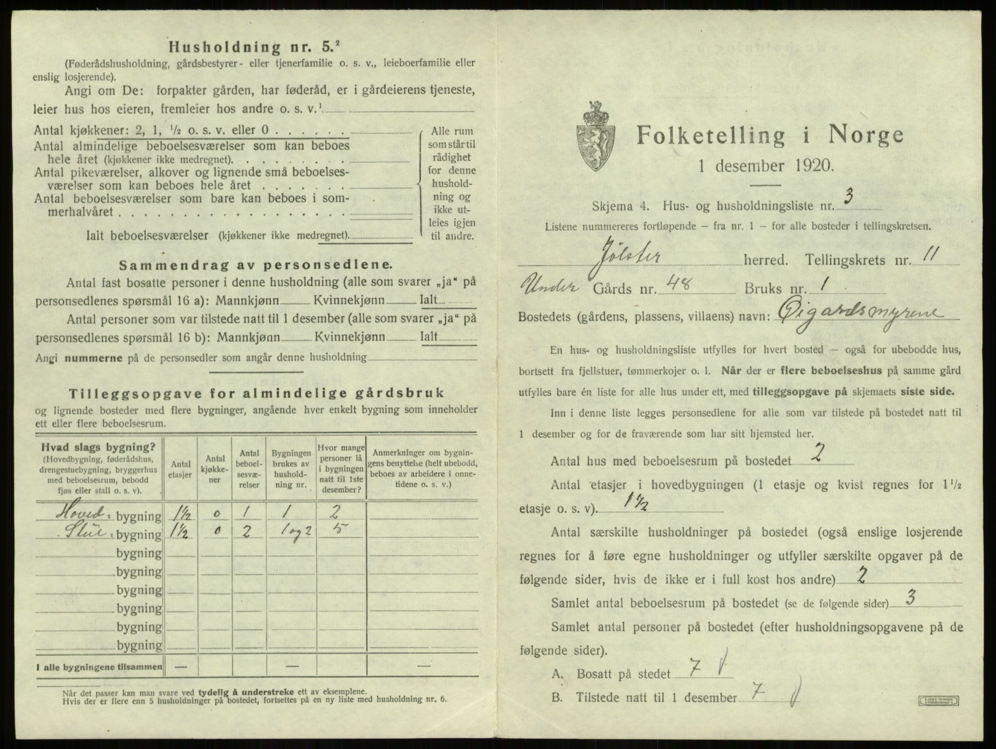 SAB, 1920 census for Jølster, 1920, p. 683