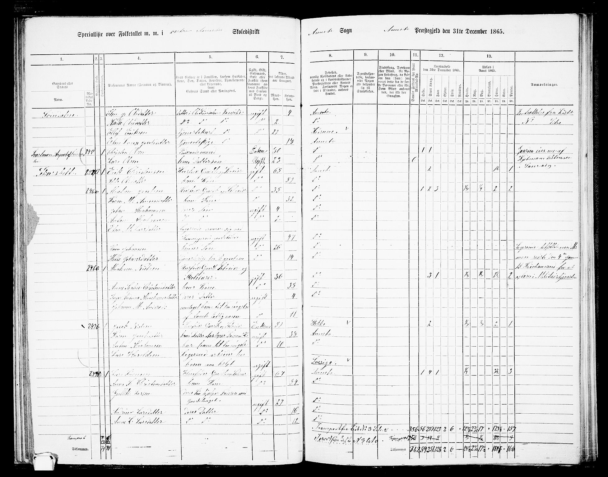 RA, 1865 census for Andebu, 1865, p. 60