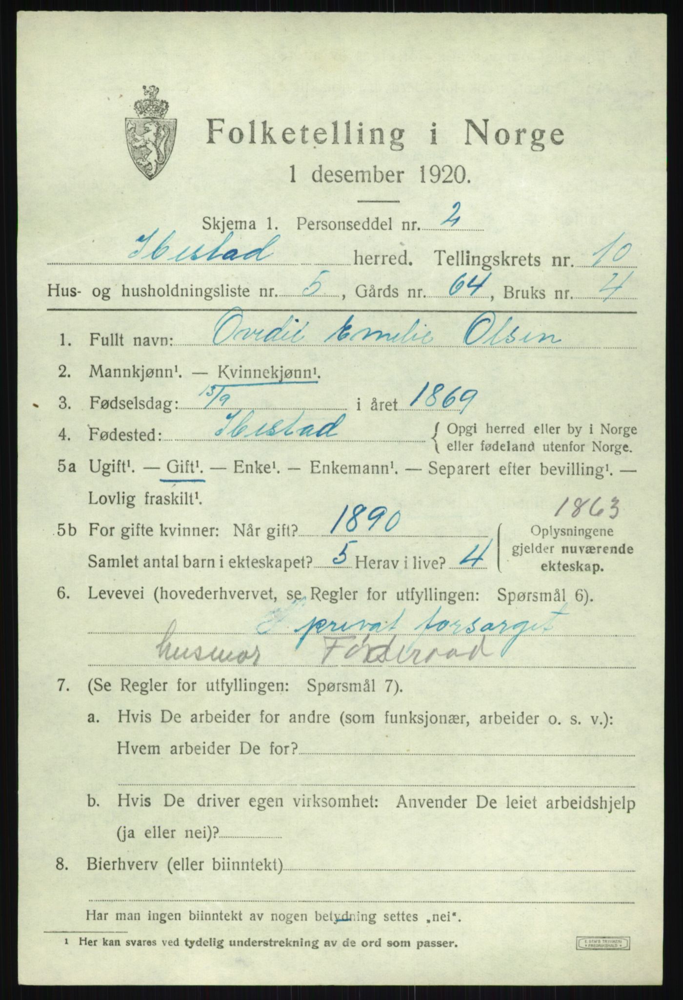 SATØ, 1920 census for Ibestad, 1920, p. 5665