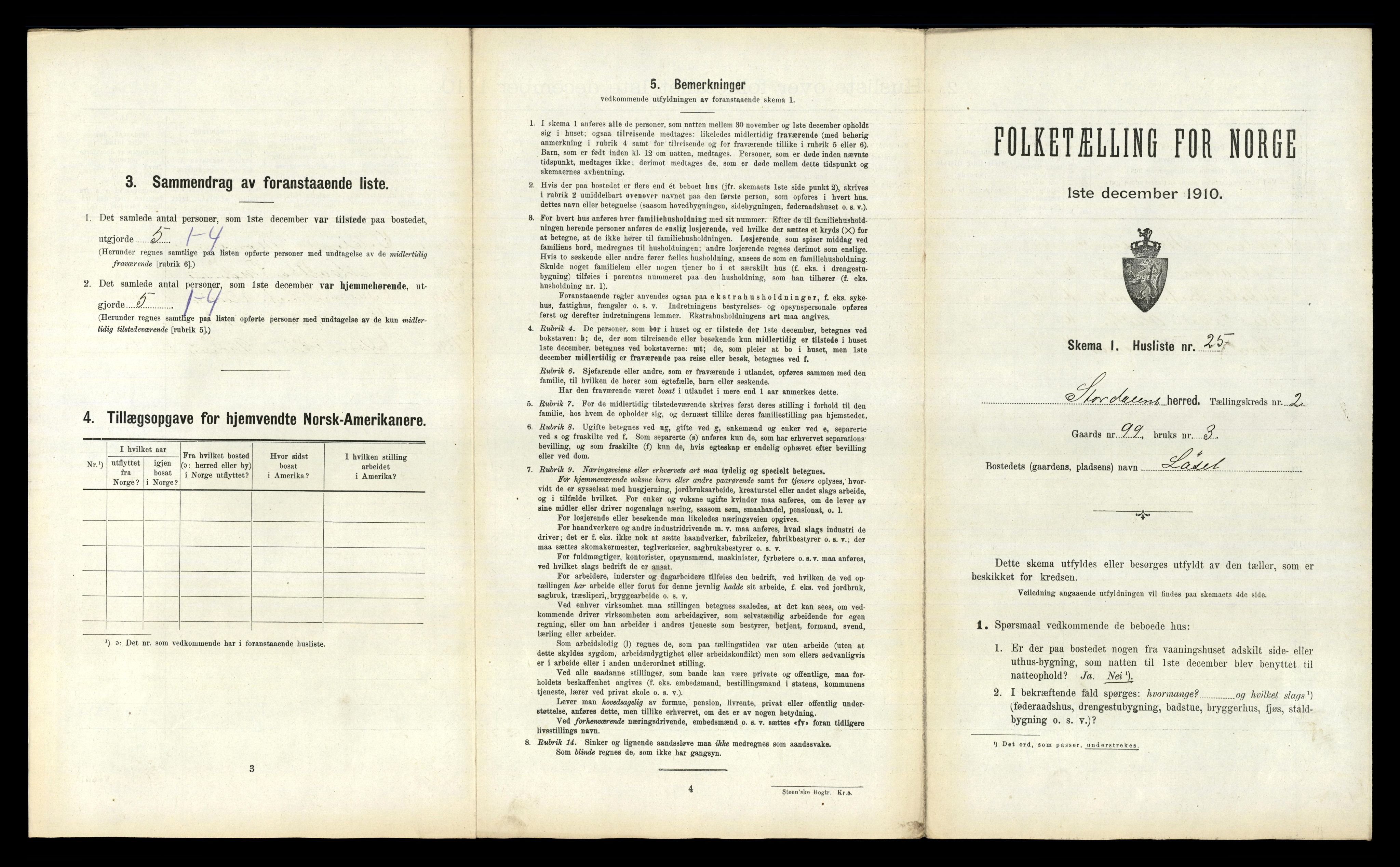 RA, 1910 census for Stordal, 1910, p. 206