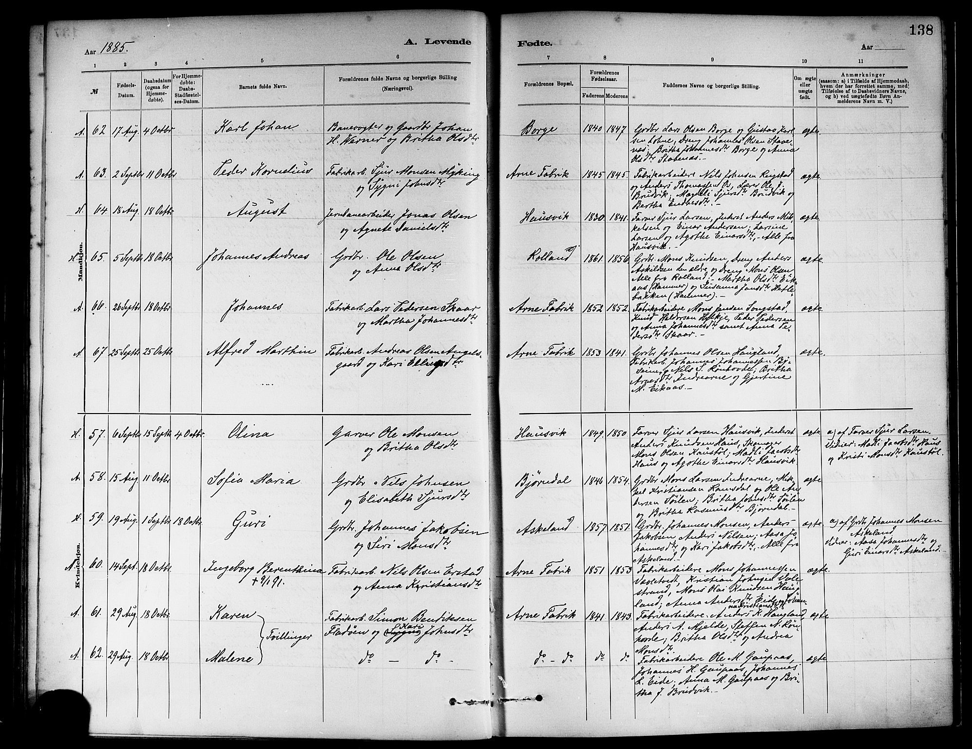 Haus sokneprestembete, SAB/A-75601/H/Haa: Parish register (official) no. A 19I, 1878-1886, p. 138