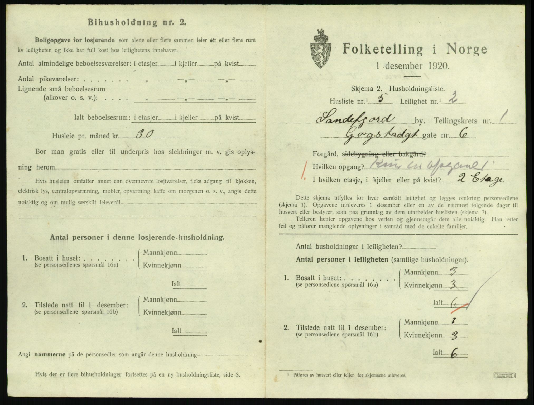 SAKO, 1920 census for Sandefjord, 1920, p. 1302