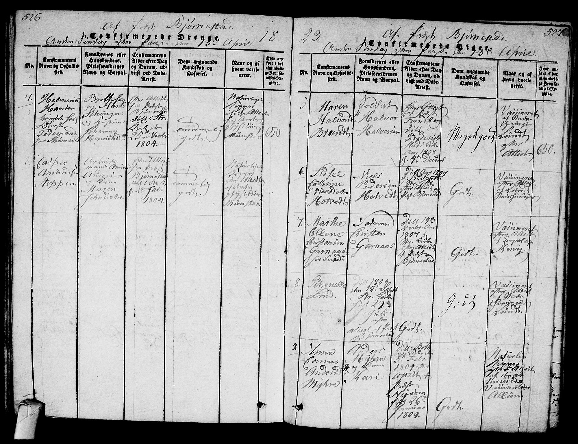 Strømsø kirkebøker, SAKO/A-246/G/Ga/L0001: Parish register (copy) no. 1, 1815-1829, p. 526-527