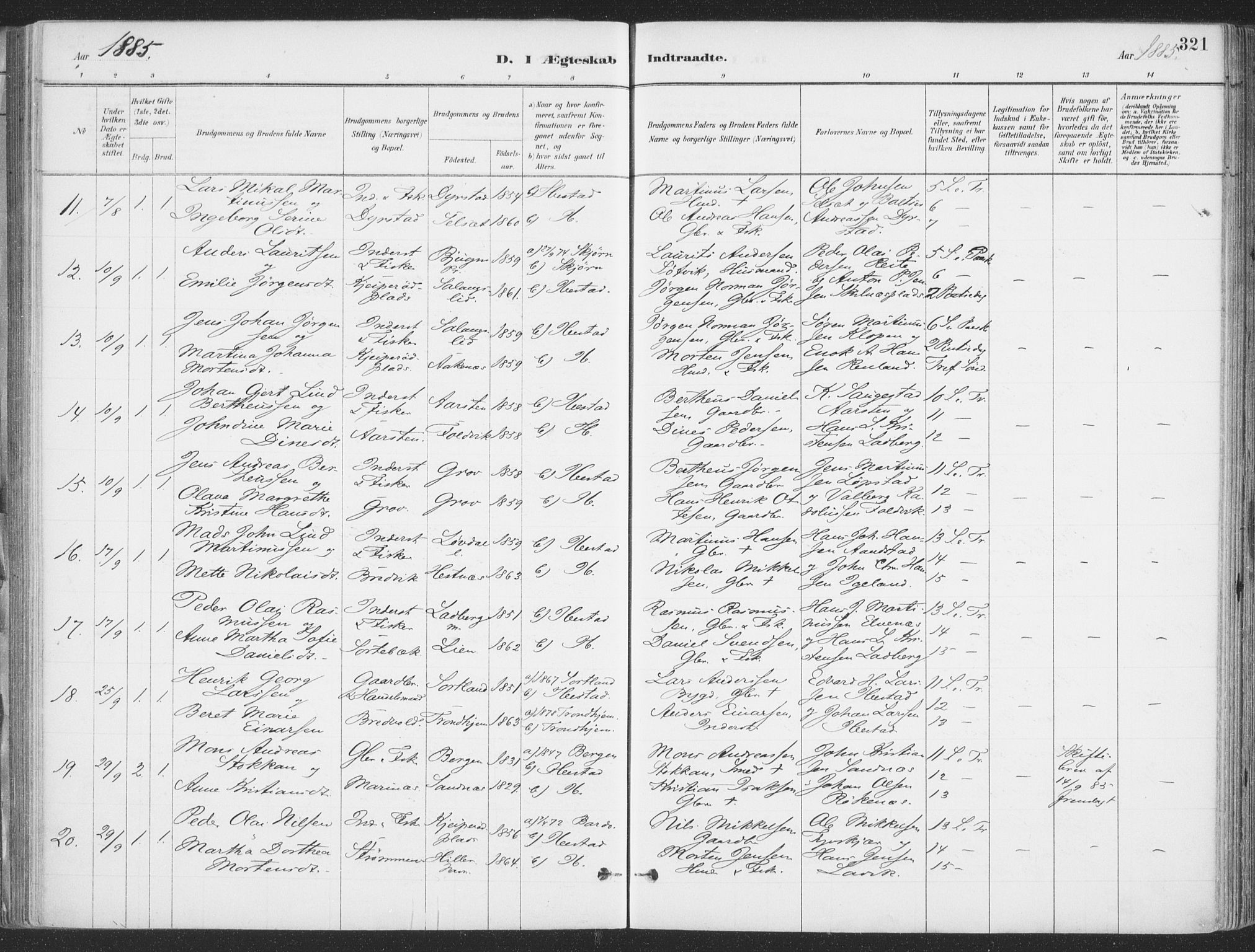 Ibestad sokneprestembete, SATØ/S-0077/H/Ha/Haa/L0011kirke: Parish register (official) no. 11, 1880-1889, p. 321