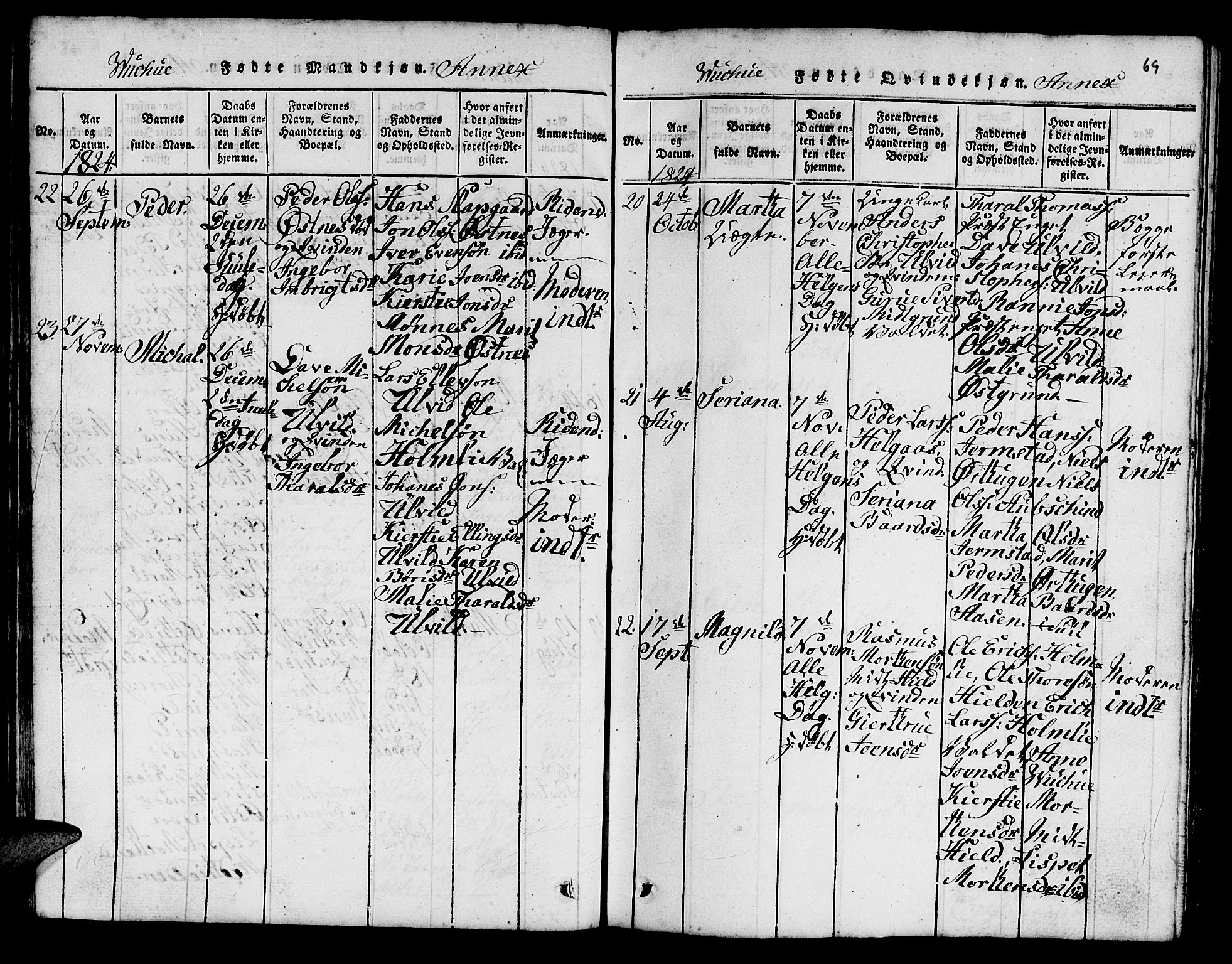 Ministerialprotokoller, klokkerbøker og fødselsregistre - Nord-Trøndelag, AV/SAT-A-1458/724/L0265: Parish register (copy) no. 724C01, 1816-1845, p. 69