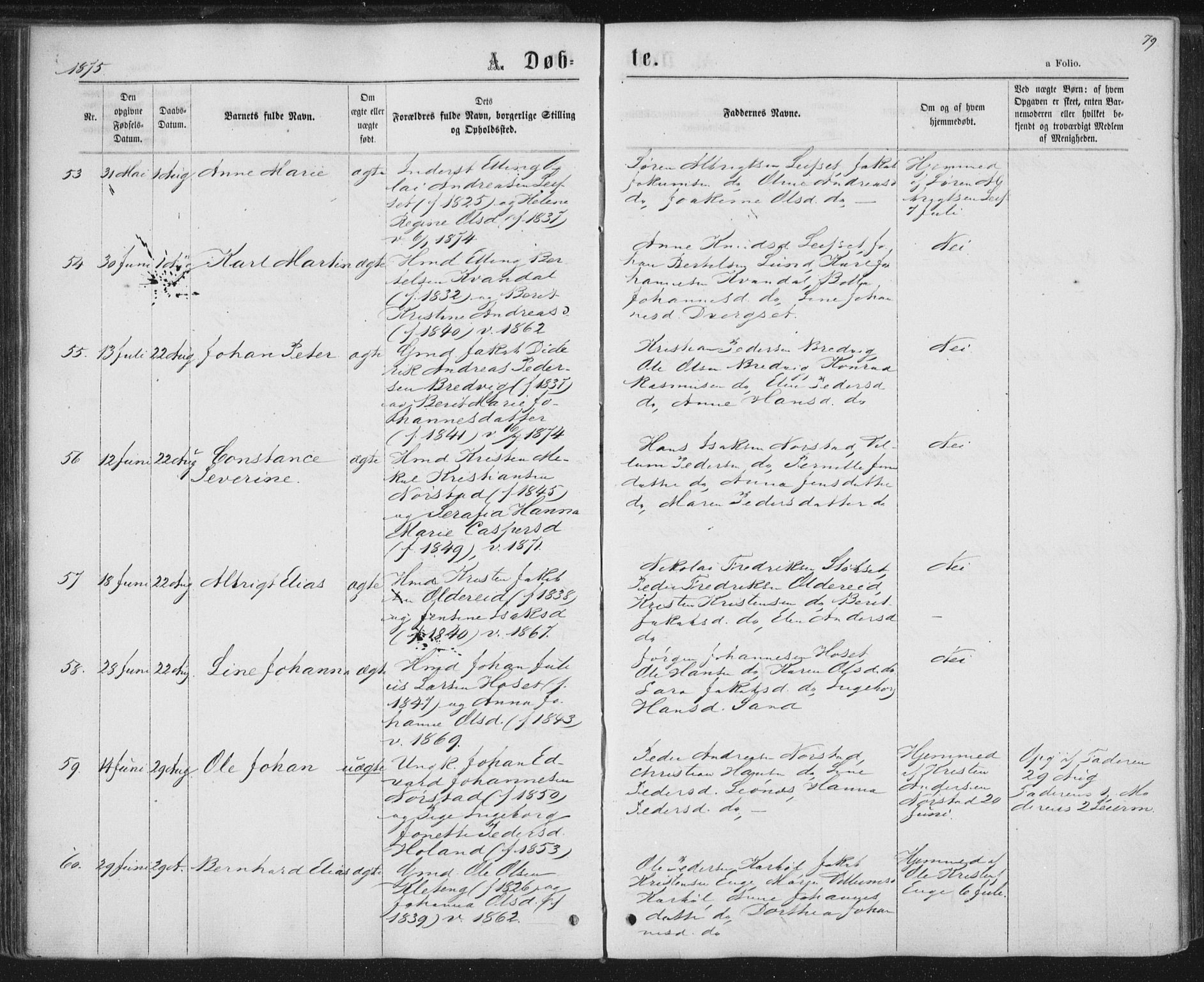 Ministerialprotokoller, klokkerbøker og fødselsregistre - Nordland, SAT/A-1459/852/L0739: Parish register (official) no. 852A09, 1866-1877, p. 79