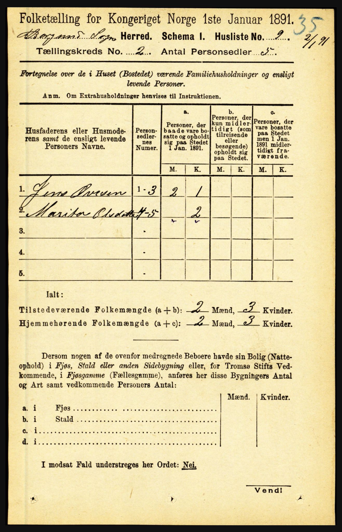 RA, 1891 census for 1423 Borgund, 1891, p. 270