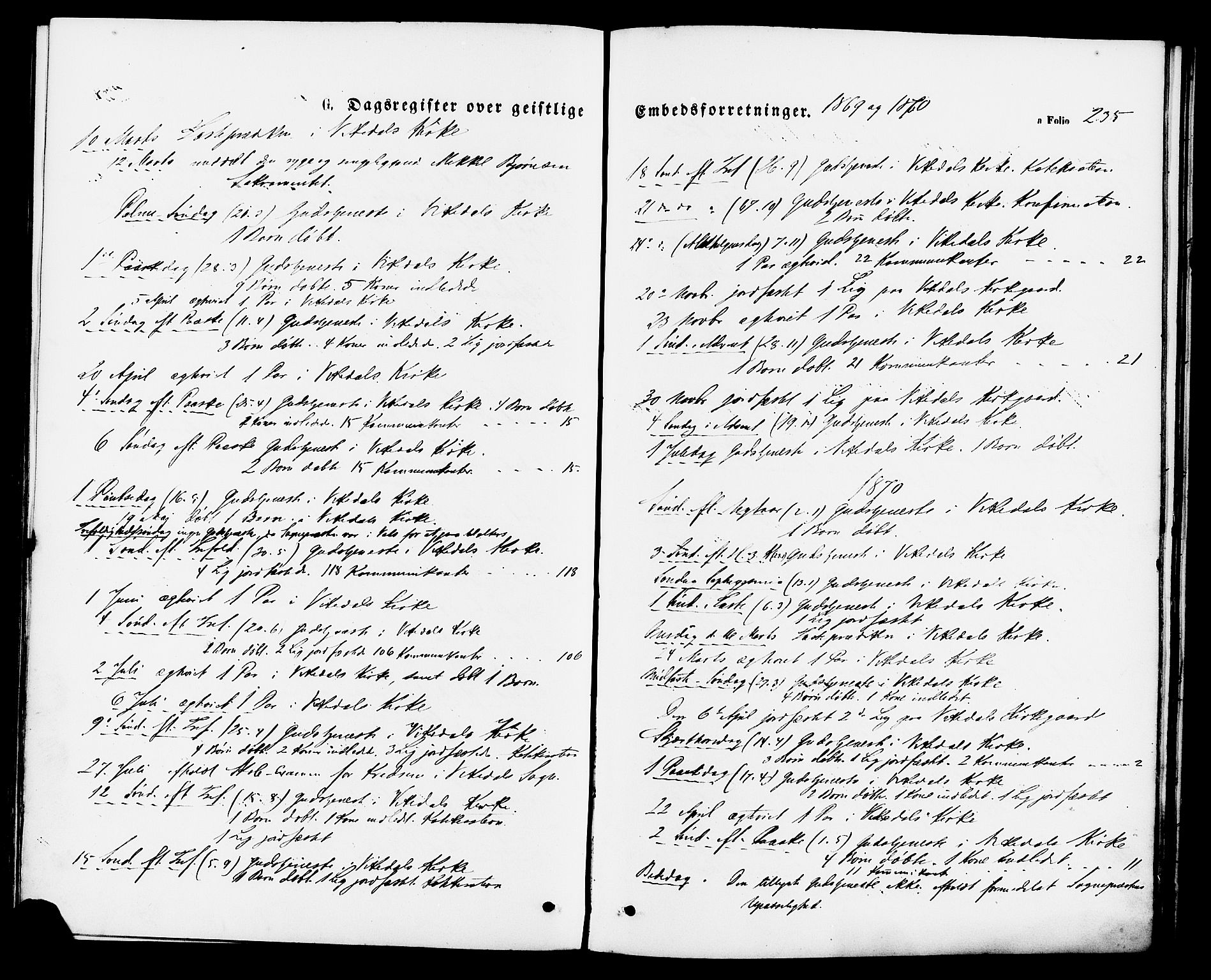 Vikedal sokneprestkontor, SAST/A-101840/01/IV: Parish register (official) no. A 7, 1868-1883, p. 235