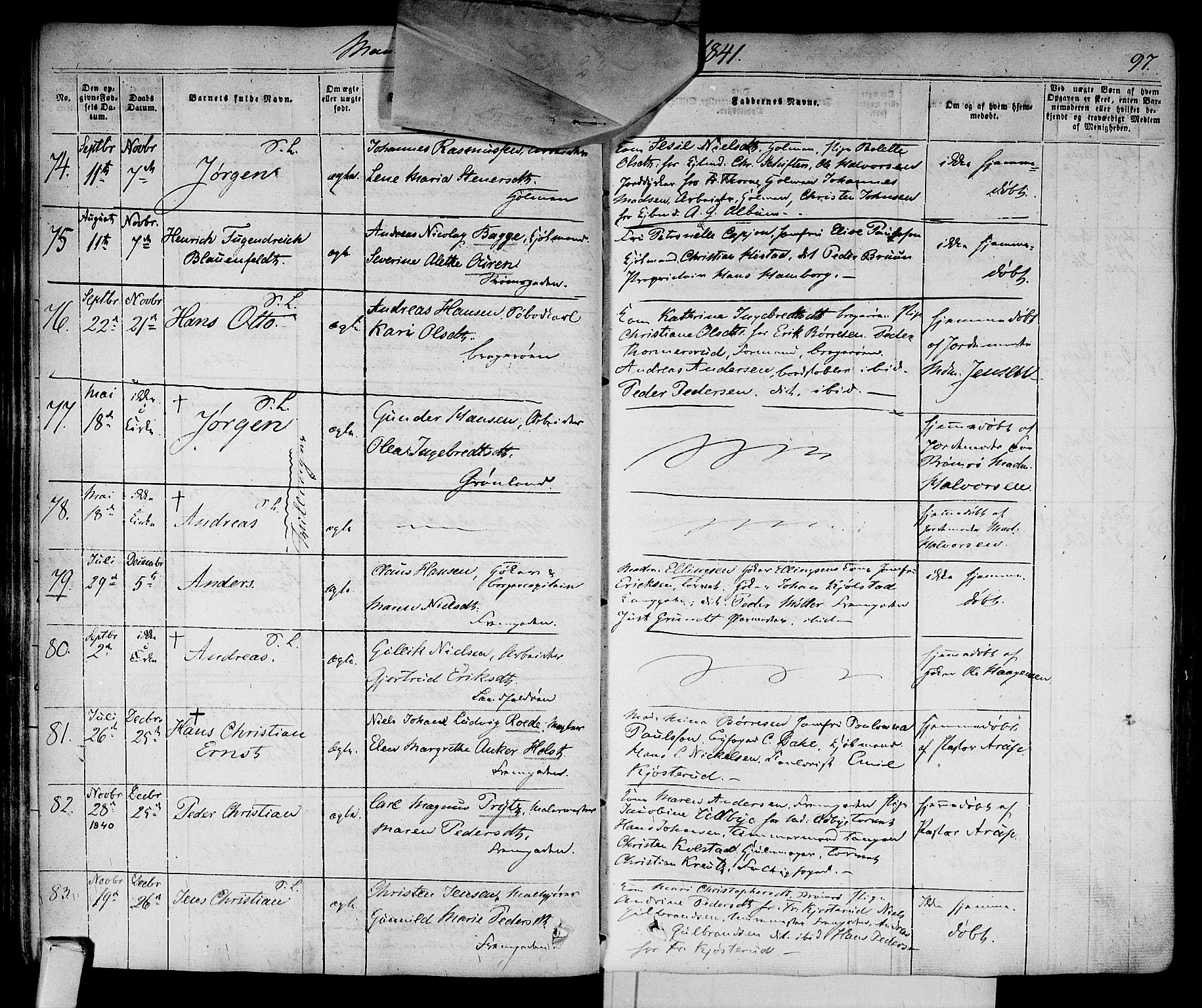 Bragernes kirkebøker, SAKO/A-6/F/Fb/L0001: Parish register (official) no. II 1, 1830-1847, p. 97
