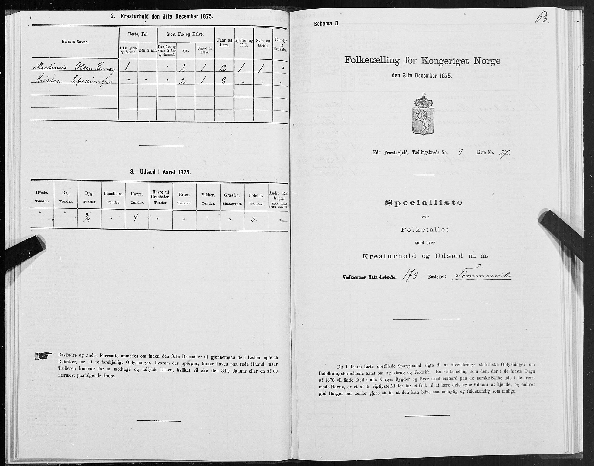 SAT, 1875 census for 1573P Edøy, 1875, p. 4053