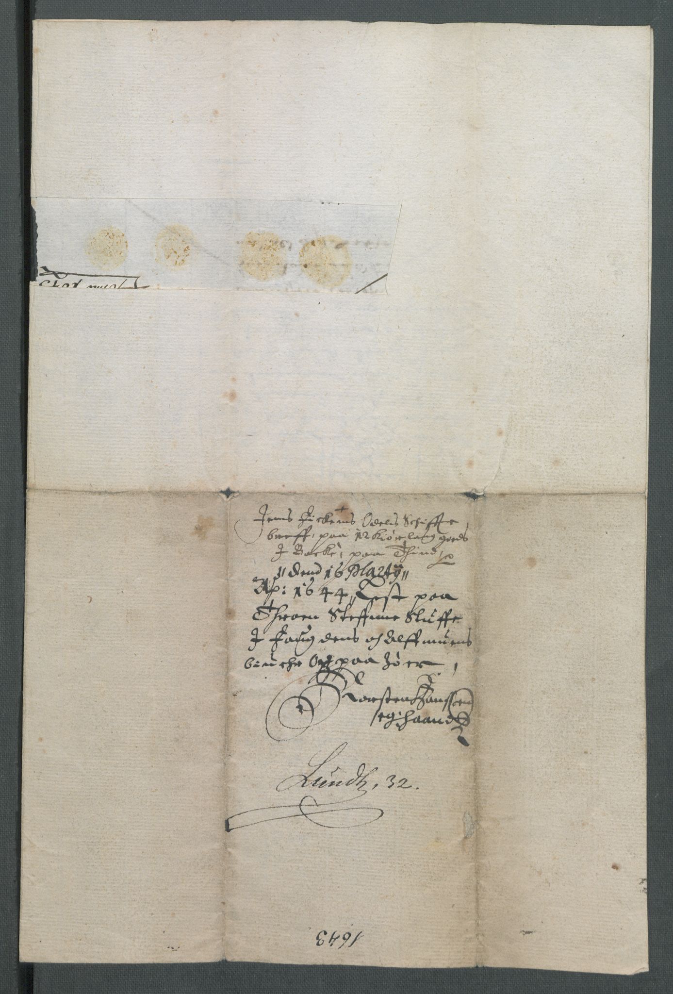 Riksarkivets diplomsamling, RA/EA-5965/F02/L0157: Dokumenter, 1643, p. 43