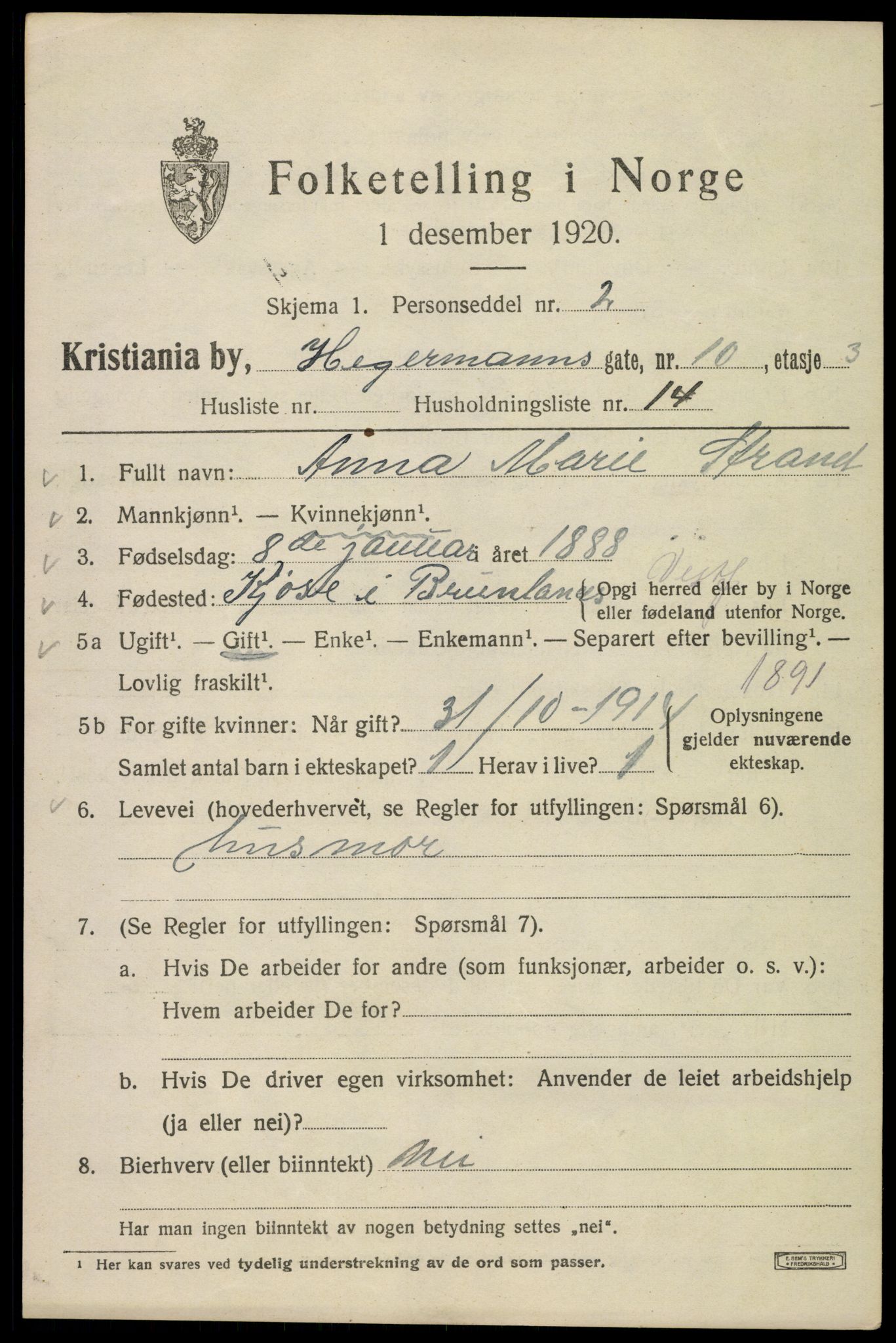 SAO, 1920 census for Kristiania, 1920, p. 278679