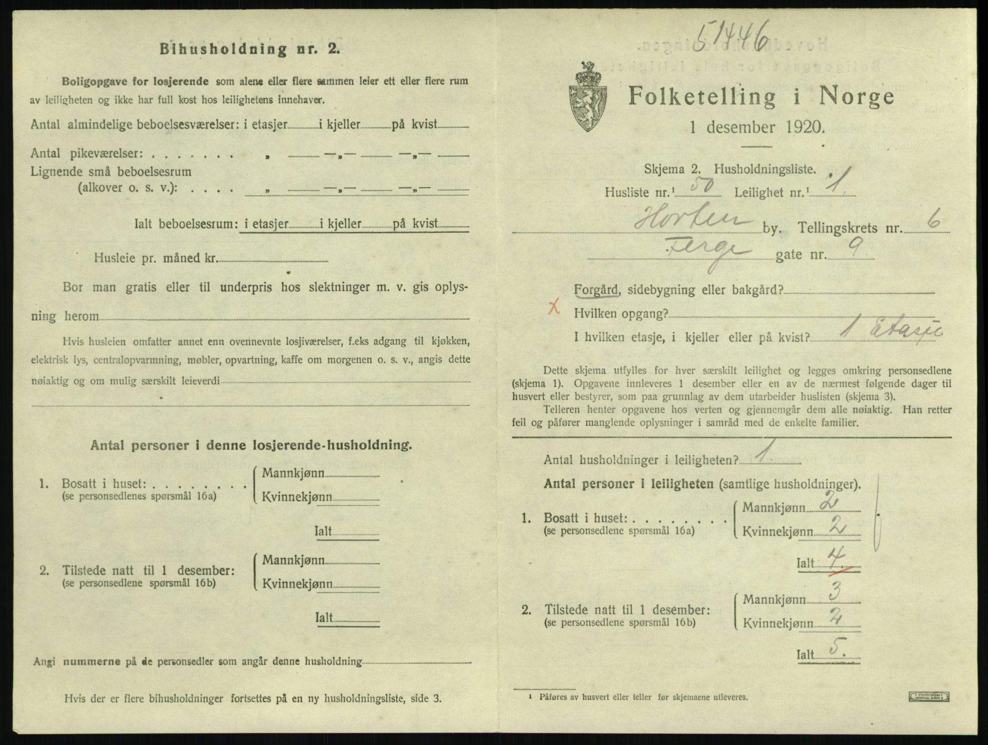 SAKO, 1920 census for Horten, 1920, p. 6545