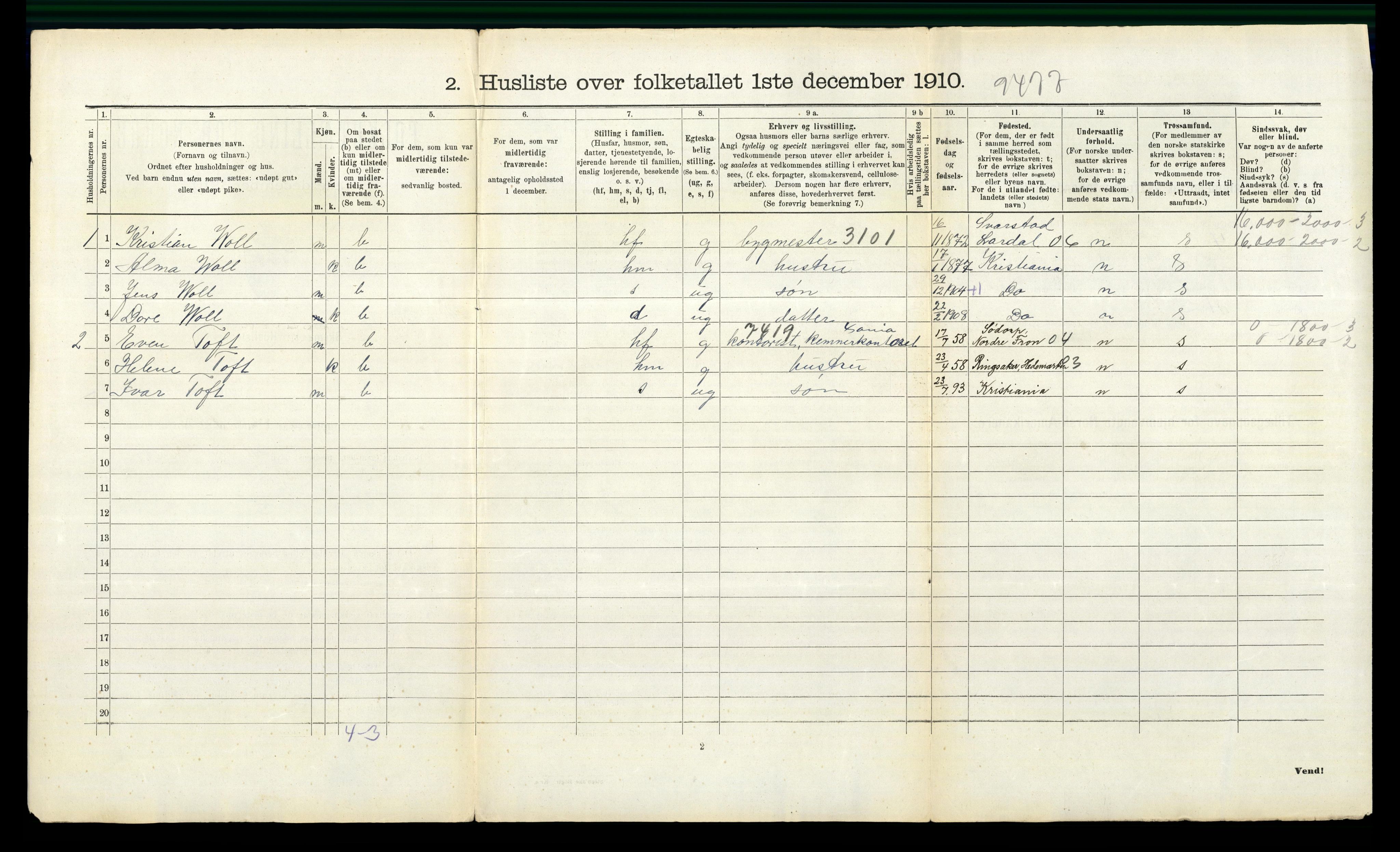 RA, 1910 census for Bærum, 1910, p. 2300