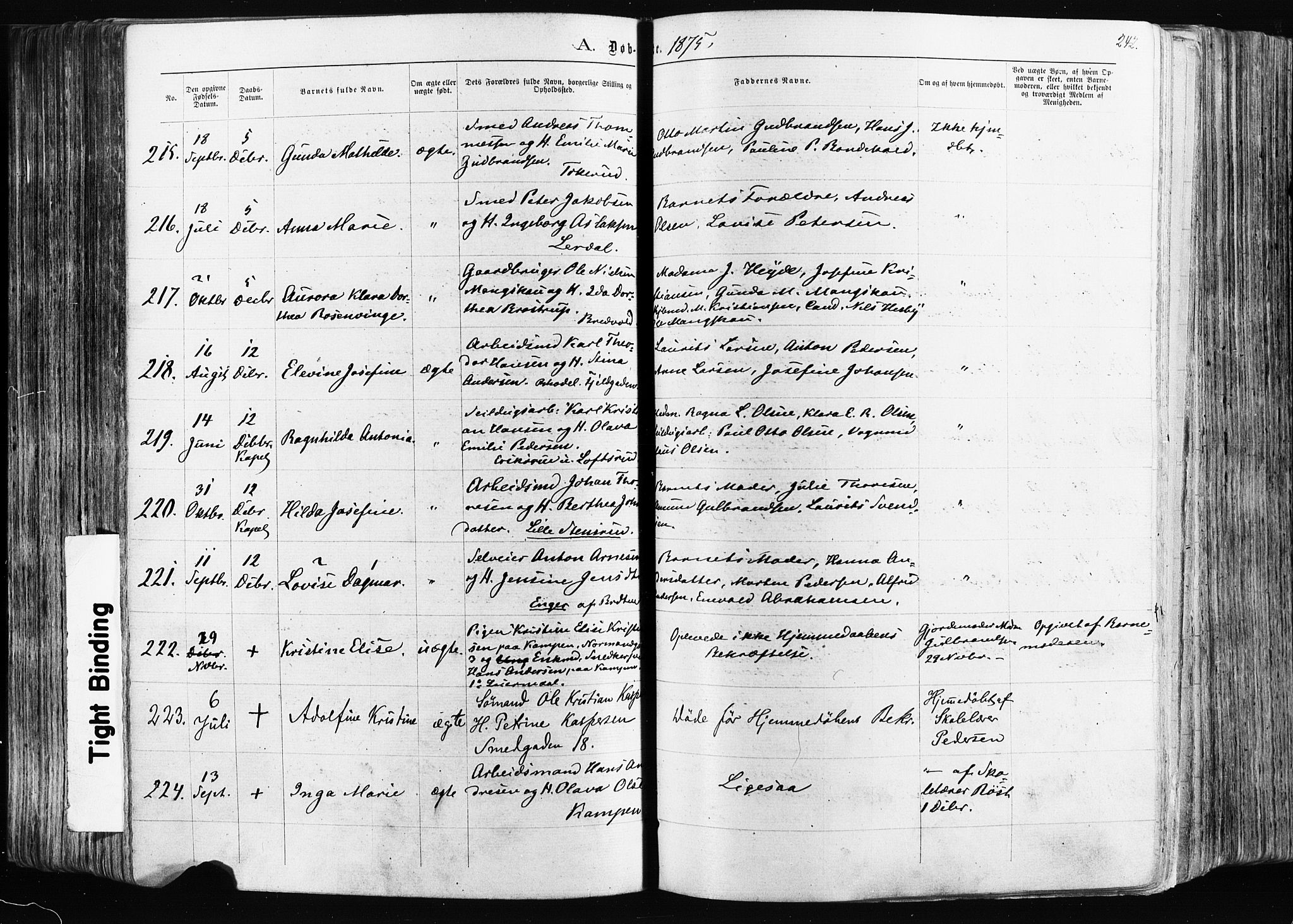 Østre Aker prestekontor Kirkebøker, AV/SAO-A-10840/F/Fa/L0003: Parish register (official) no. I 3, 1869-1875, p. 242