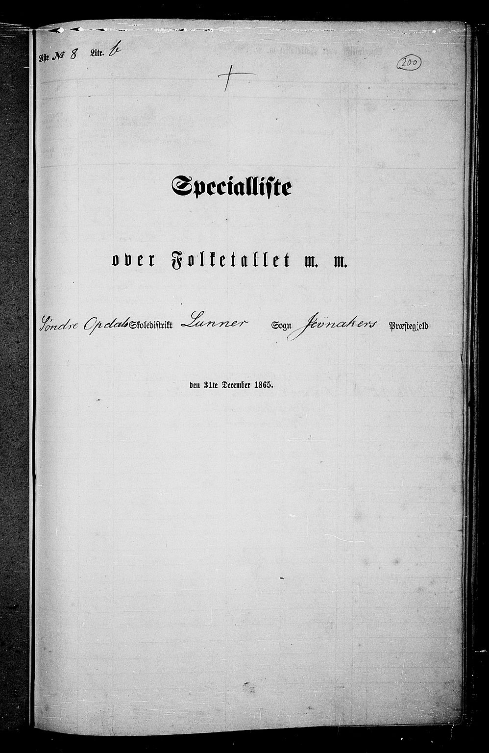 RA, 1865 census for Jevnaker, 1865, p. 184