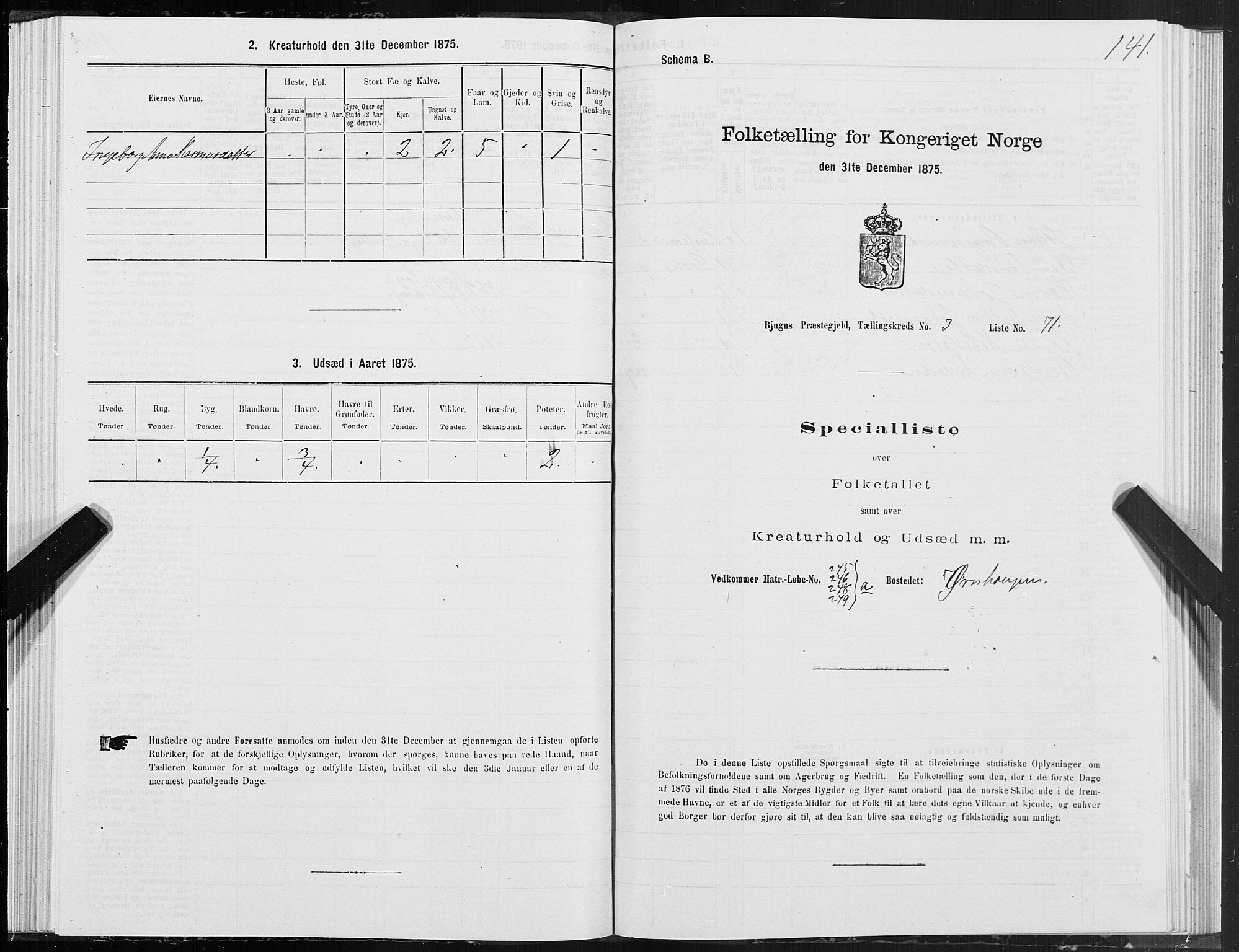 SAT, 1875 census for 1627P Bjugn, 1875, p. 2141