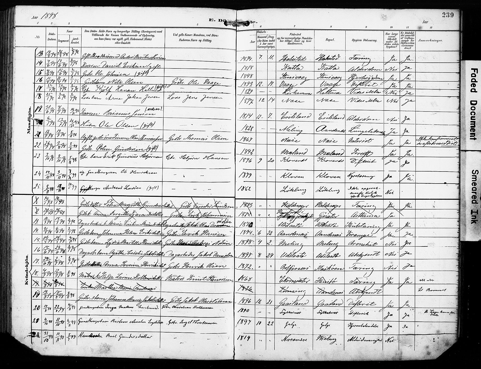 Finnås sokneprestembete, AV/SAB-A-99925/H/Ha/Haa/Haac/L0002: Parish register (official) no. C 2, 1895-1904, p. 239