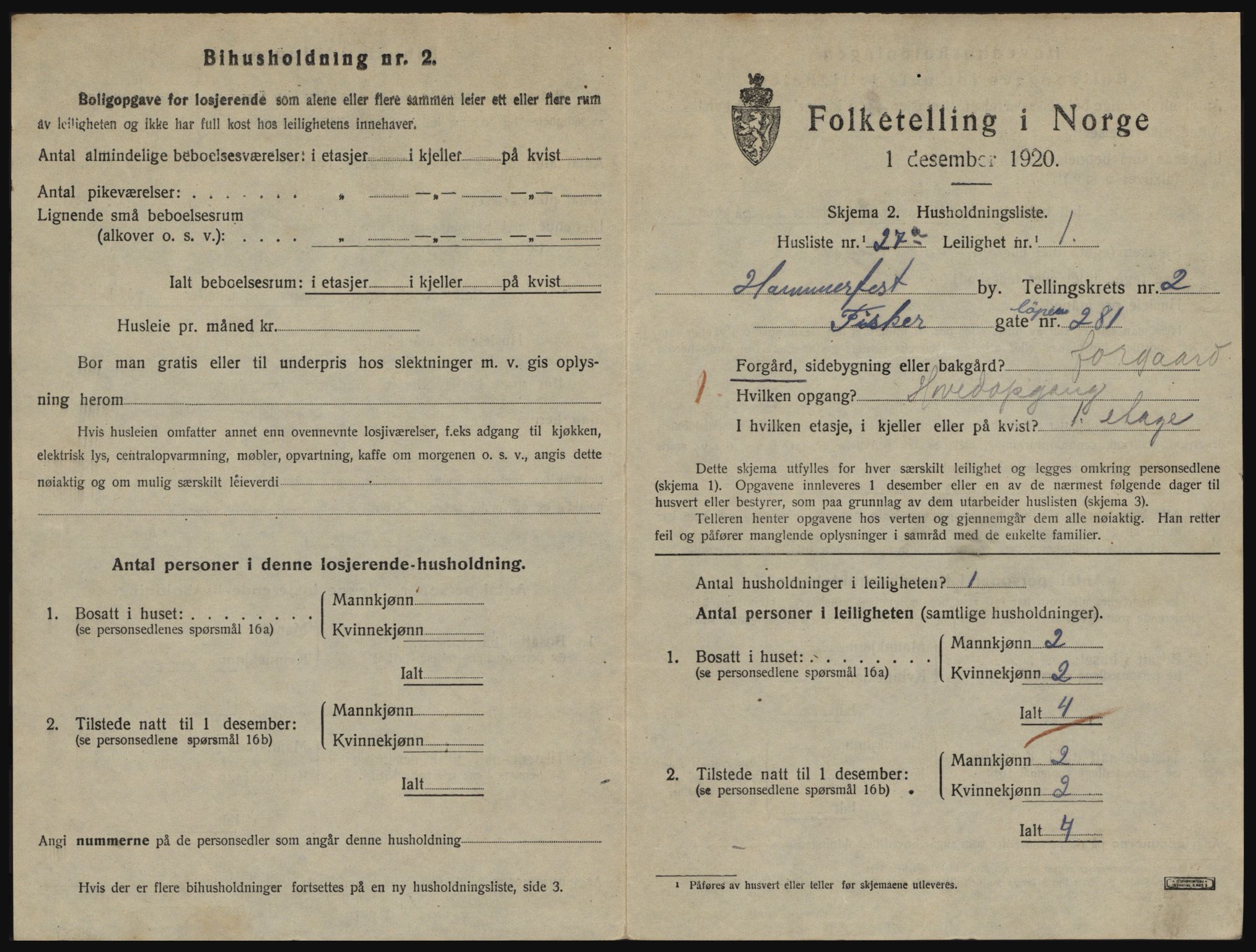 SATØ, 1920 census for Hammerfest, 1920, p. 1944