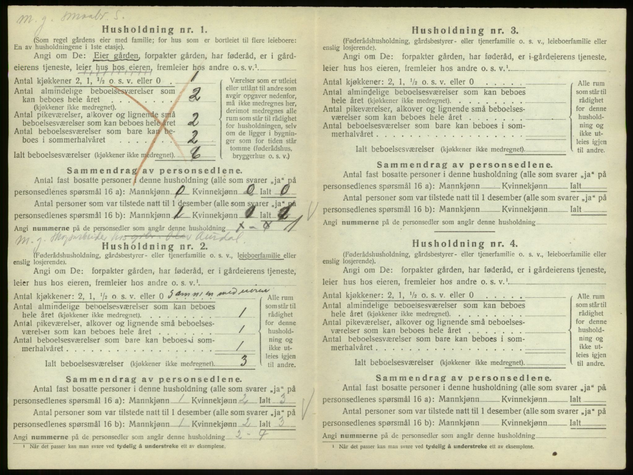 SAB, 1920 census for Ulvik, 1920, p. 60