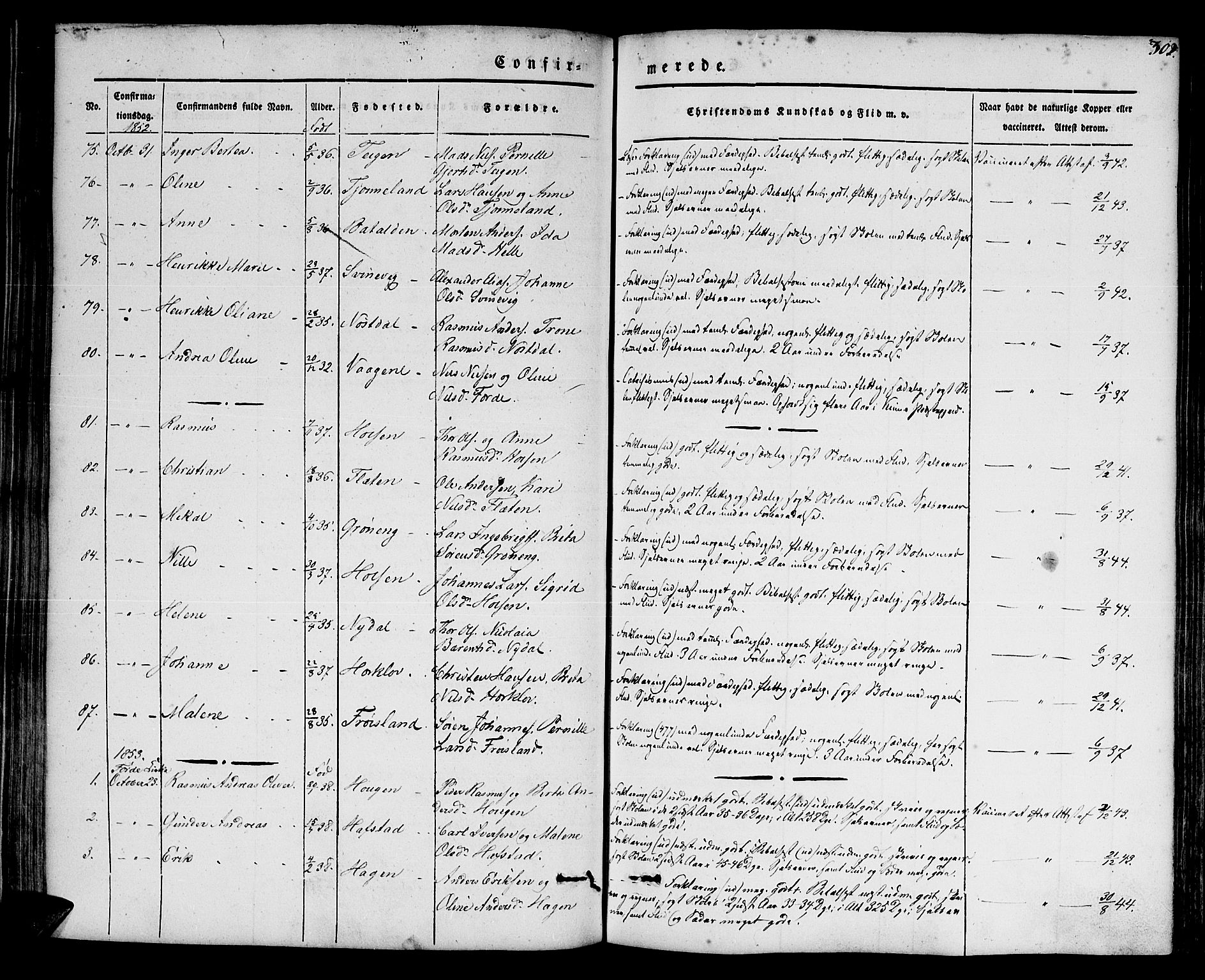 Førde sokneprestembete, SAB/A-79901/H/Haa/Haaa/L0007: Parish register (official) no. A 7, 1843-1860, p. 302