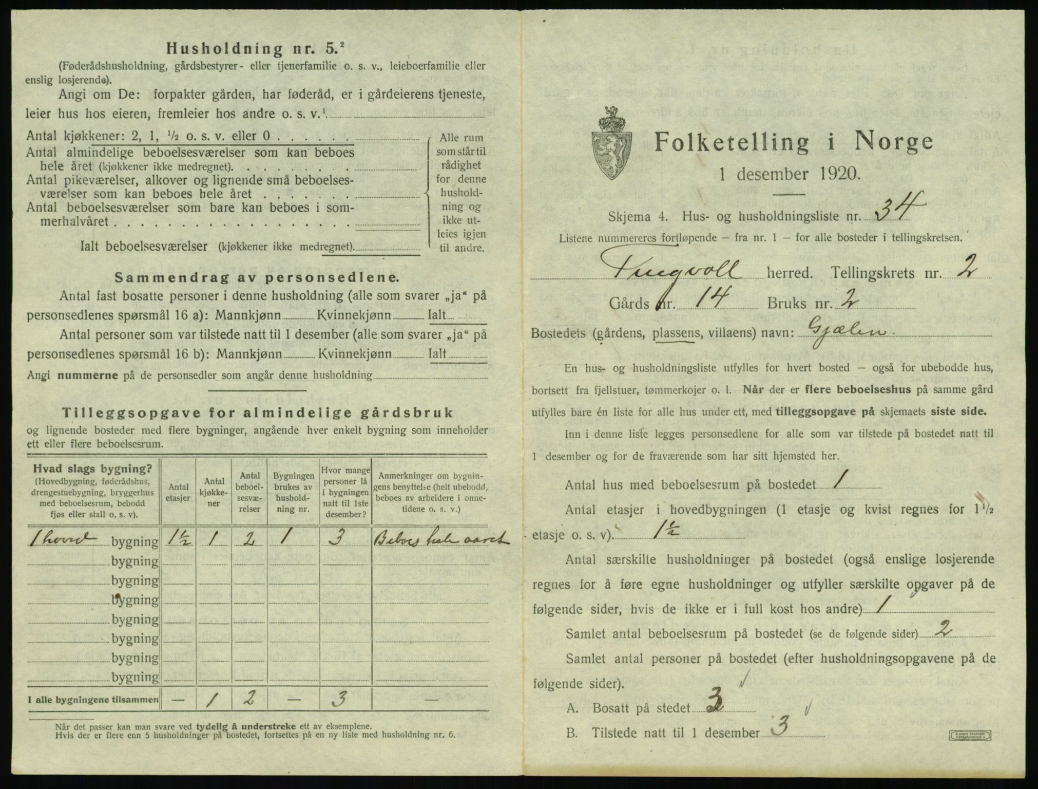 SAT, 1920 census for Tingvoll, 1920, p. 144