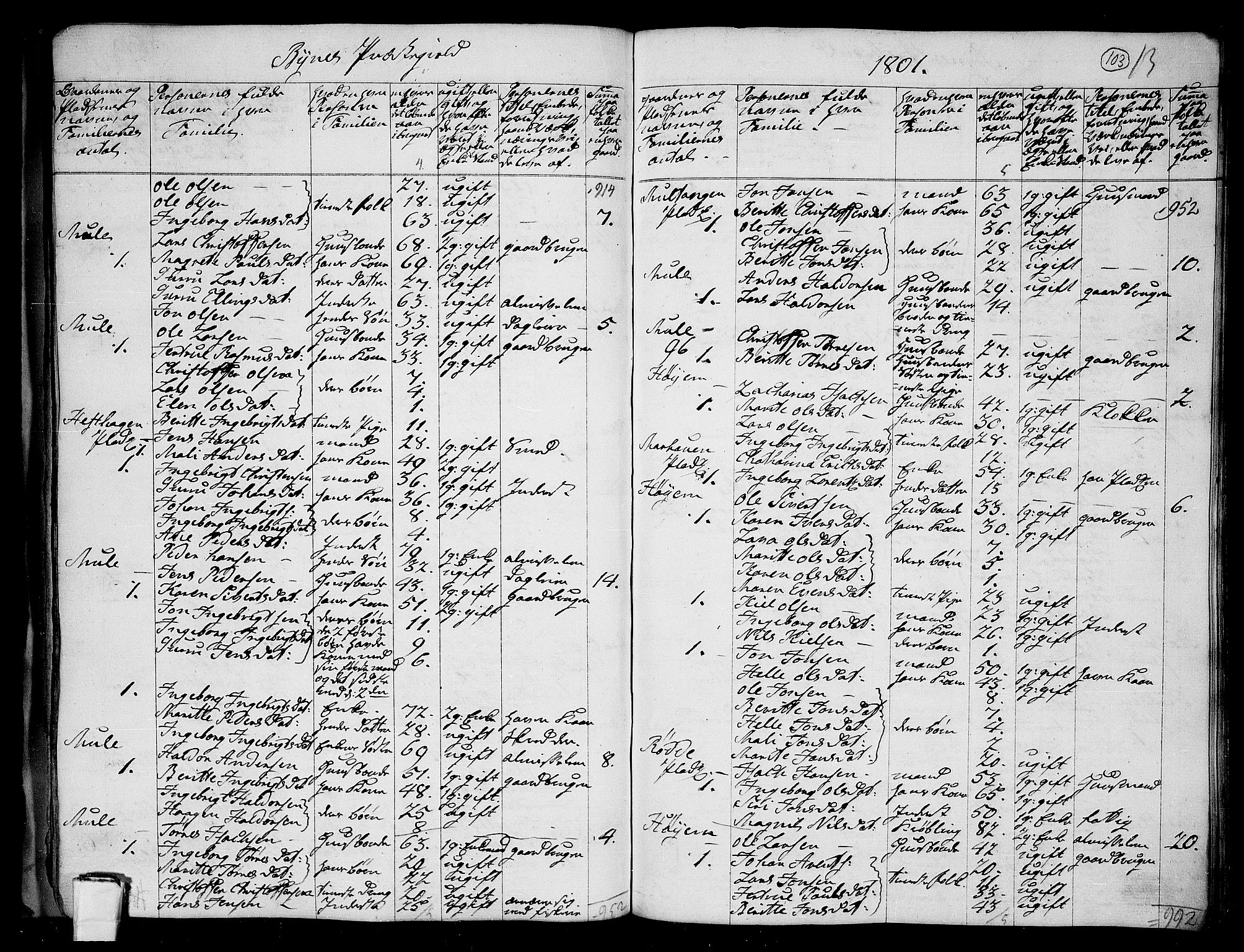 RA, 1801 census for 1655P Byneset, 1801, p. 102b-103a