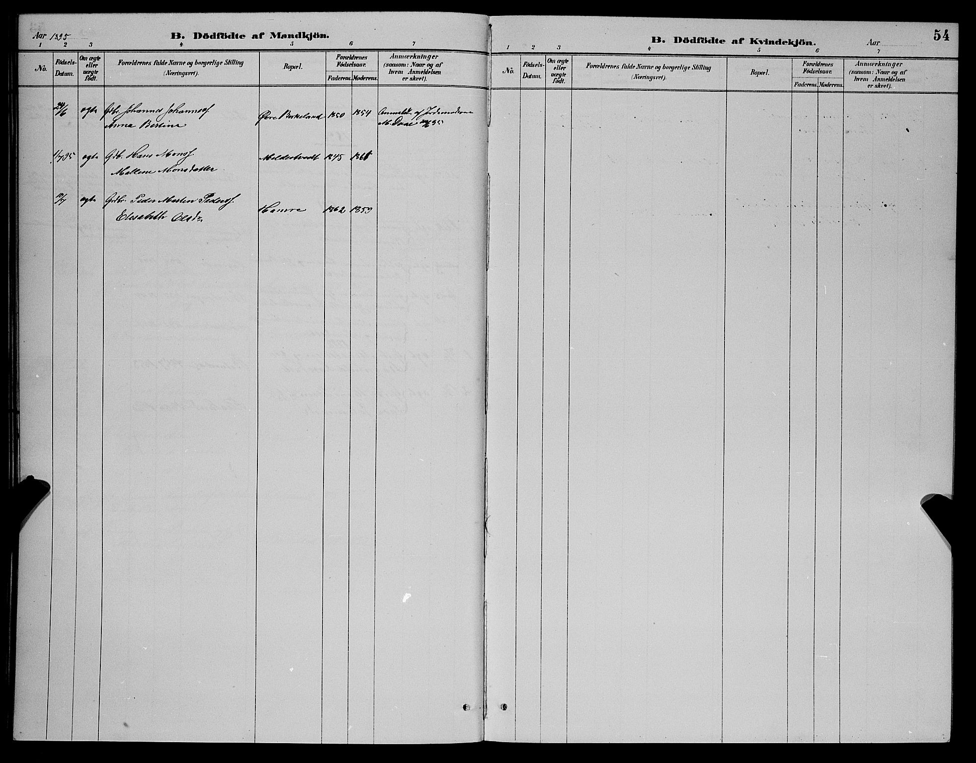 Fana Sokneprestembete, SAB/A-75101/H/Hab/Haba/L0002: Parish register (copy) no. A 2, 1889-1895, p. 54