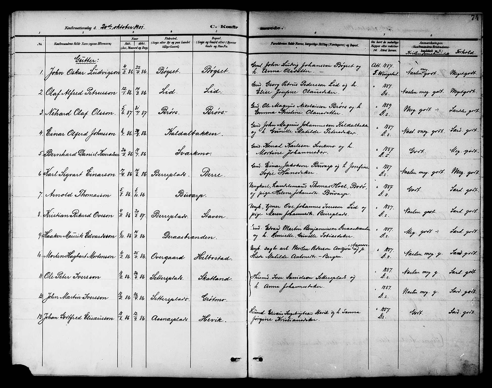 Ministerialprotokoller, klokkerbøker og fødselsregistre - Nord-Trøndelag, SAT/A-1458/742/L0412: Parish register (copy) no. 742C03, 1898-1910, p. 74